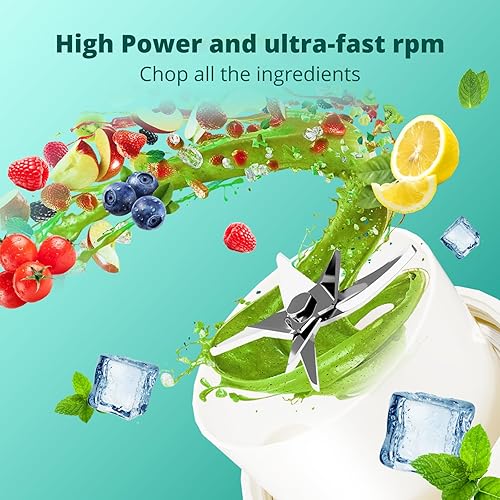 Miniatura 2 de JOSOBO Licuadora portátil para batidos y licuados, mini licuadora personal recargable por USB con pajita, funcionamiento inalámbrico, pequeña