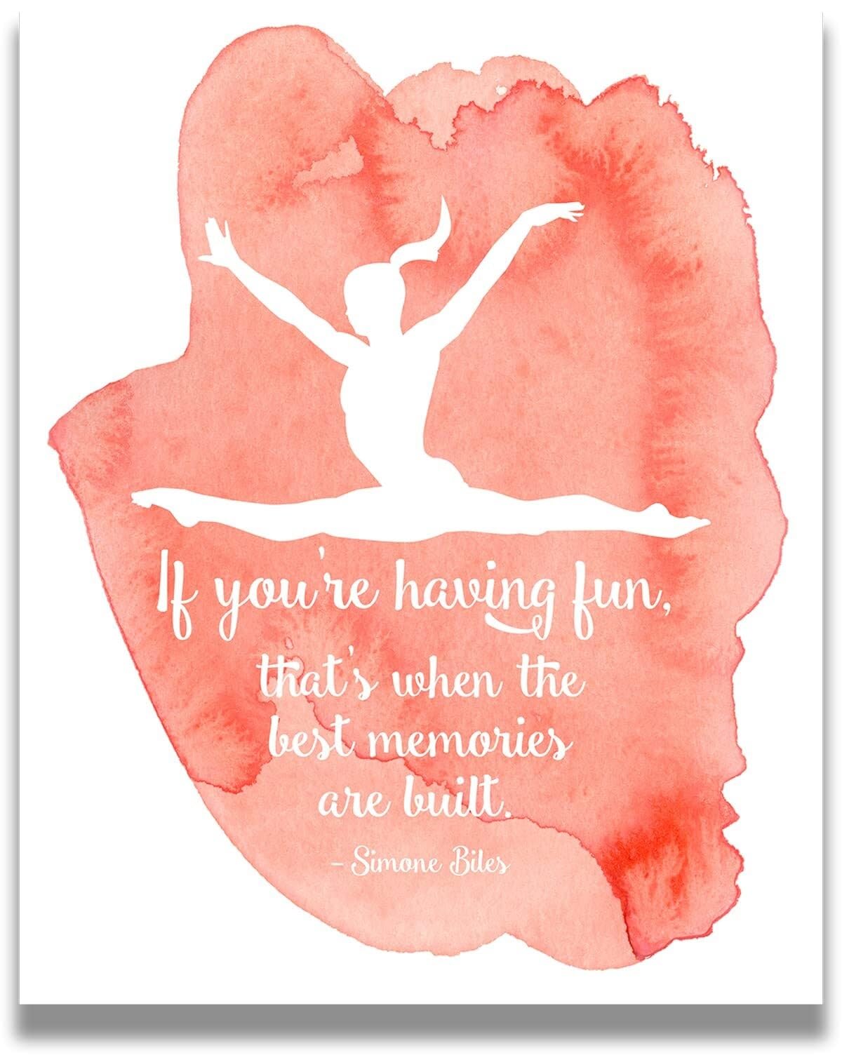 PKNVKZIDK Motivational Poster for Gymnasts Inspirational Wall-Art for Girls Bedroom Training Space Young Athlete Quote Gymnastics Room Decor and Gift Framed,08x12inch(20x30cm)