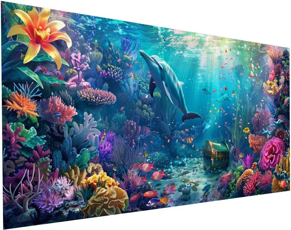 Diamond painting dauphin kit complet 70x140 cm pour loisirs créatifs