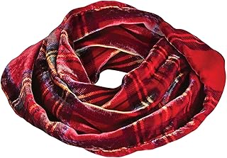 Womens Red Velvet Infinity Scarf, Red Scottish Tartan Plaid, 10