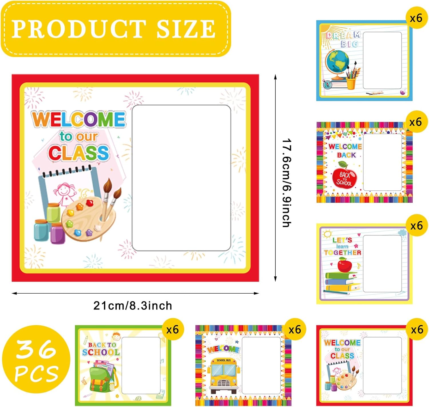 Whaline 36Pcs Back to School Picture Frame Craft Kit Welcome First Day of School DIY Photo Frame Craft for Classroom Back to School Activities Game Bulletin Board Decorations