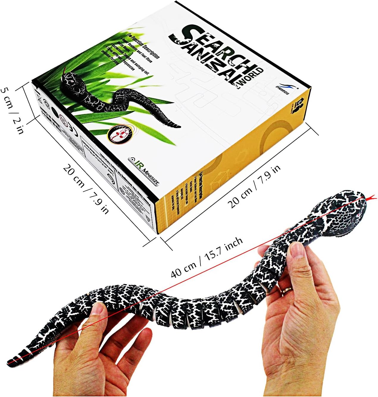 Tipmant RC Snake IR Remote Control Crawlers Fake Realistic Animals Vehicle Scary Prank Toys Kids Halloween Christmas Birthday Gifts (Black) - Image 6