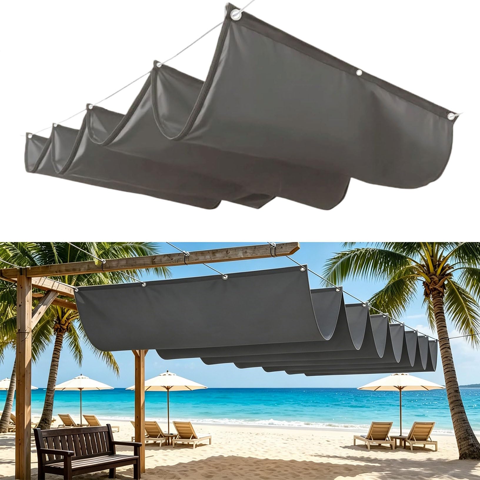 Voile d'ombrage à la vague gris résistant pour bloquer la chaleur