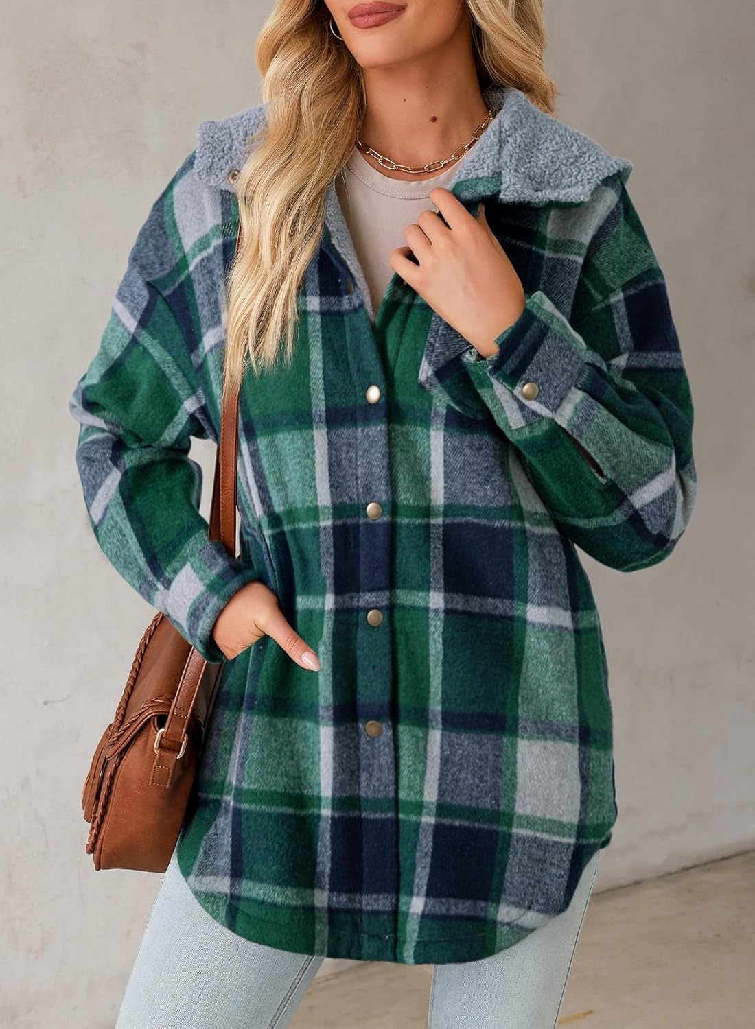 Dokotoo Women's Flannel Hooded Plaid 2026 Shacket Thick Coat Winter Coat for Warmth Button down Warm and Fuzzy Fleece Jacket - Image 2