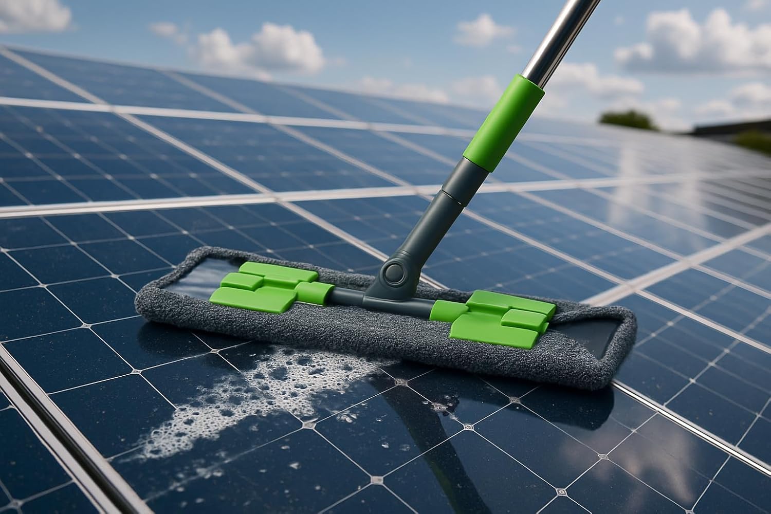 KD ZONE Solar Panel Cleaning Equipment - 2 in 1 Solar Cleaning Brush & Wiper | Hassle-Free Solar Panel Cleaner Kit | Lightweight, Extendable & Durable Cleaning Tool, Stylish Brush