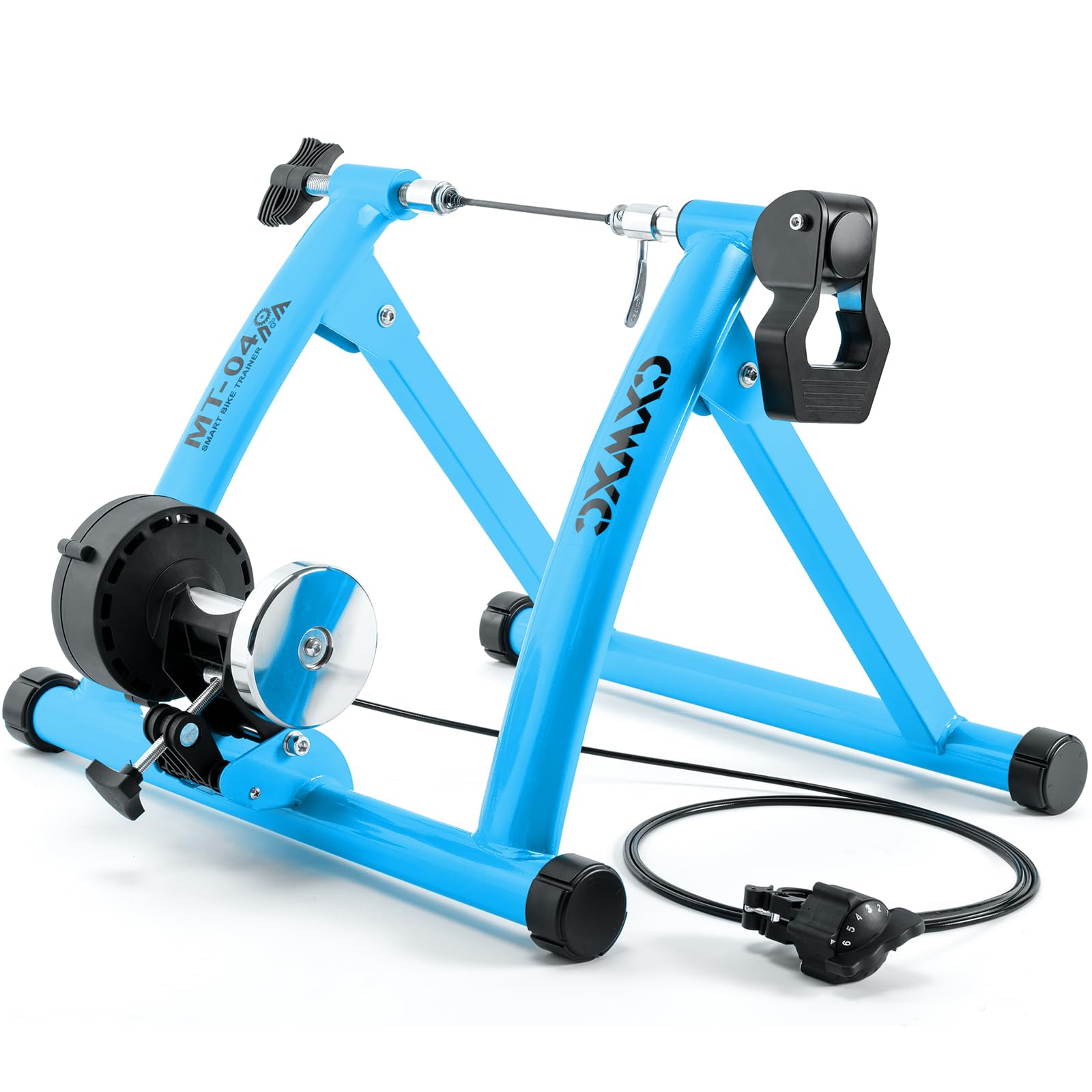 Bike Trainer, Magnetic Bicycle Stationary Stand for Indoor Exercise Riding, 26-29" & 700C Wheels, Quick Release Skewer & Front Wheel Riser Block Included
