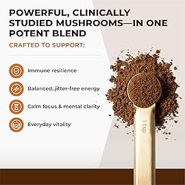 Naturealm Sacred 7 Organic Mushroom Supplement - 100% Fruiting Body Extract Powder with Lions Mane, Reishi, Chaga & More | Nootropic & Immune Support for Coffee, Tea, Smoothies - 60 Servings