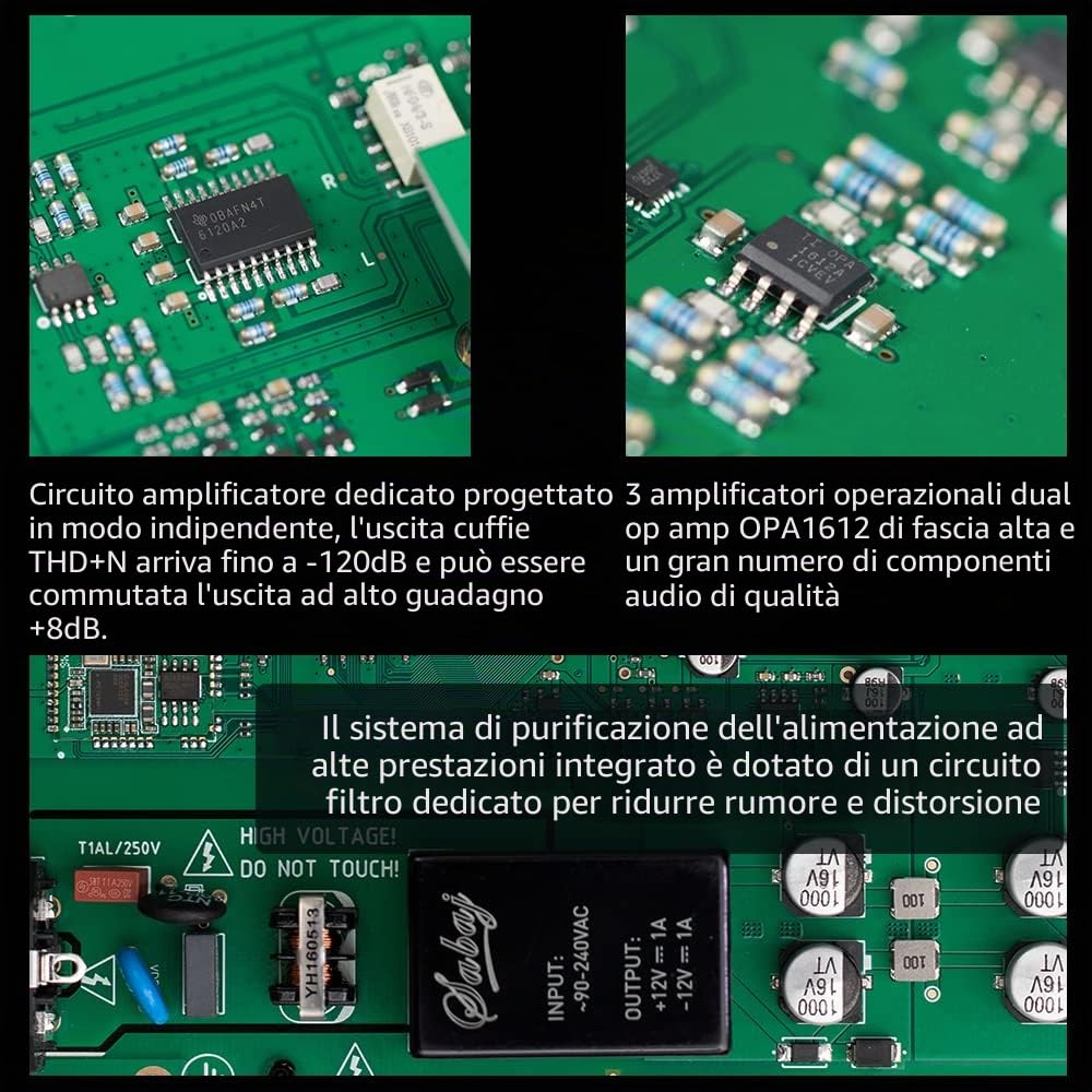 Sabaj A20d 2022 Version ES9038PRO - Amplificatore per cuffie XMOS XU216, DAC audio bilanciato ad alta risoluzione XLR fino a 4,0 Vrms, supporto LDAC apt-x HD DSD512 MQA USB/Ottico/Coassiale/Bluetooth