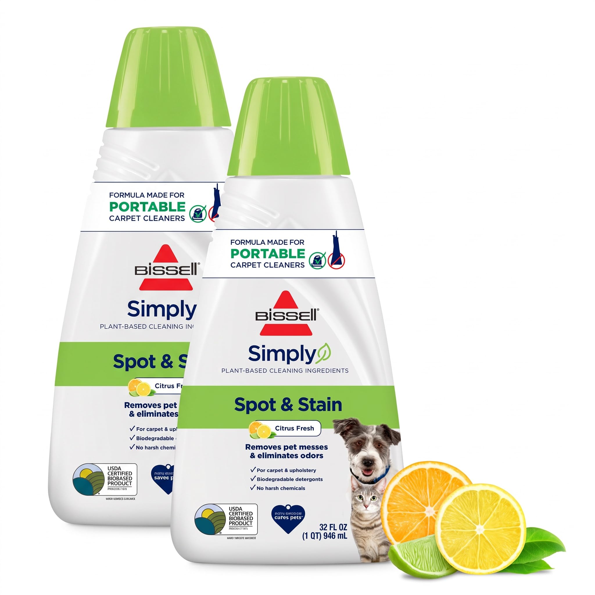 Bissell Simply Spot &amp; Stain Portable Carpet Cleaner Formula,32 oz,3368,(Pack of 2)