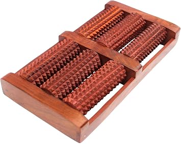 Wooden Foot Massager Acupressure and Pain Relief 6 Roll/Feet Massager 6 Roller Stress Acupressure Brown, Medium