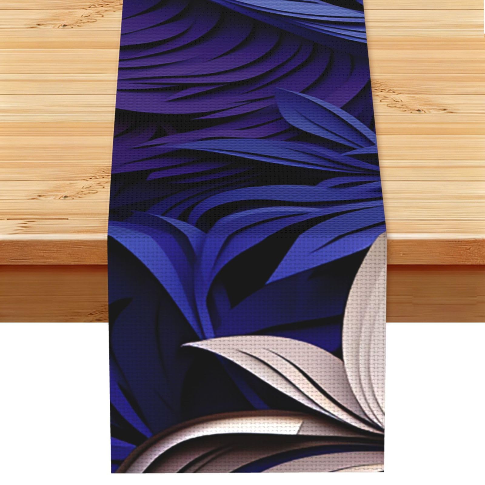 Purple Background Abstract Elements Table Runner 13x72 Inch Cotton Linen Table Linen Washable Farmhouse Tablecloth Modern Abstract Art Kitchen Dinning Table Decoration for Home Party Decor