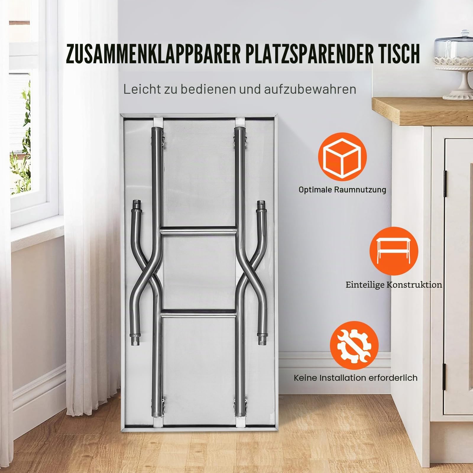 VEVOR Arbeitstisch Küche, 1220 x 610 x 850 mm Arbeitstisch Gastro 2-lagiger Zubereitungstisch Edelstahl Gastro Tisch, Essenszubereitung Gewerbe Küchentisch Lebensmittel Küchentisch Edelstahltisch
