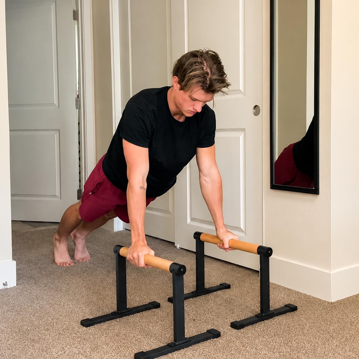 Parallettes Bars, große Liegestütz-Stangen, Krafttraining, Liegestütz-Ständer aus Holz, Griff für Handstände, Dips und volle Planche, Calisthenic, 300 kg Tragkraft