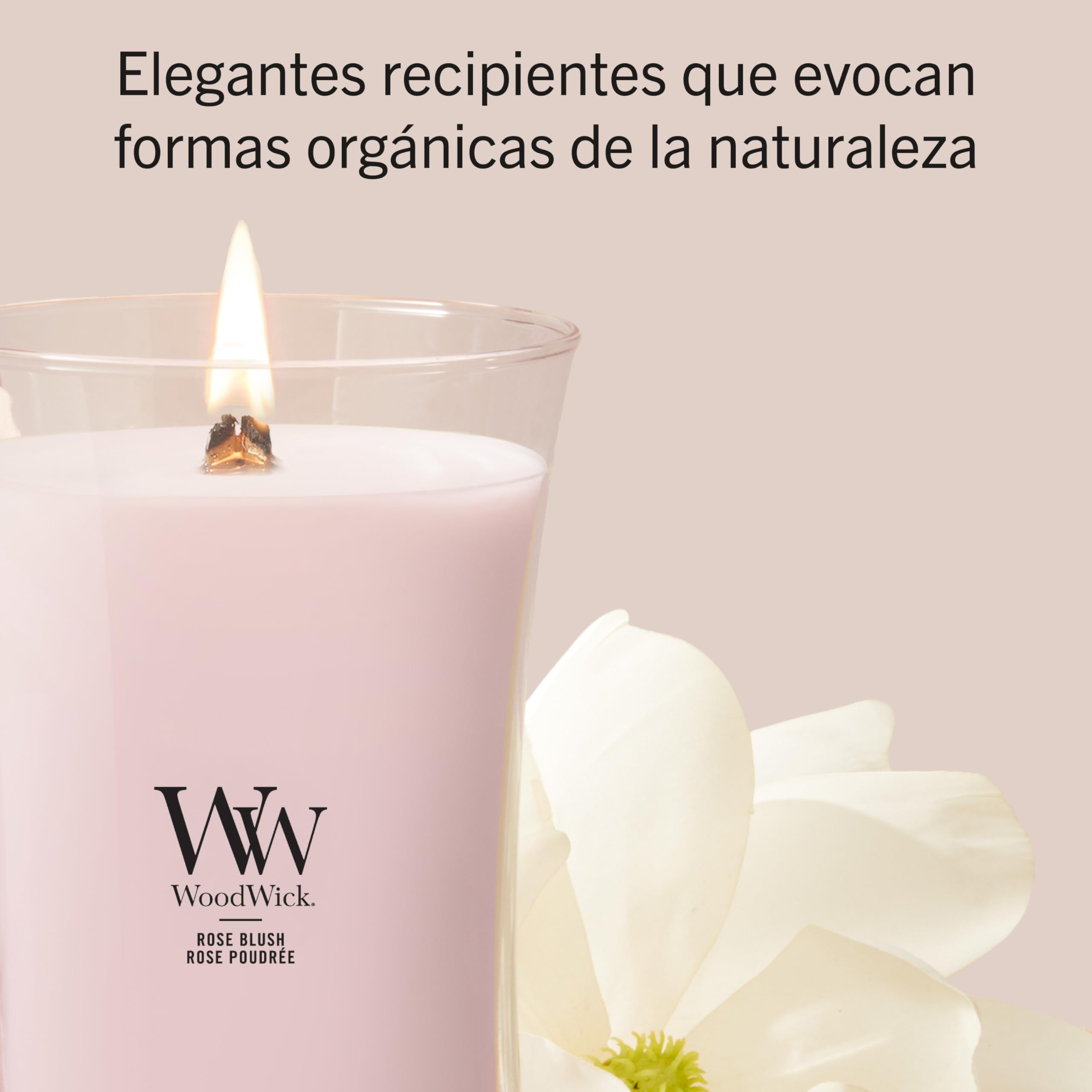 WoodWick Vela perfumada | Vela grande en forma de reloj de arena | Rose Blush | Regalos perfectos para mujeres