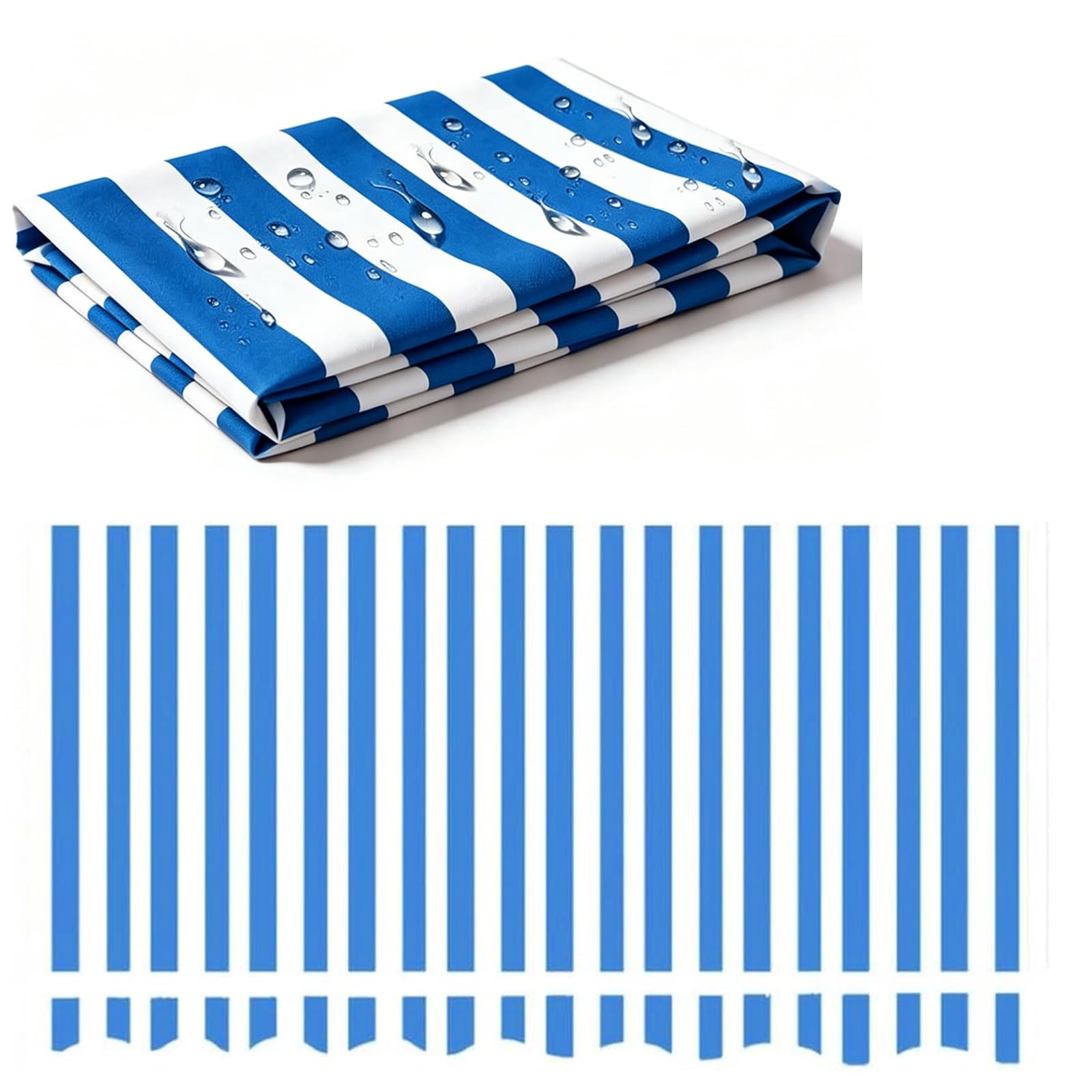 ROFBIHG Patio Awning Replacement Fabric, Window Door Awning Replacement Fabric, Patio Awning Fabric Replacement Stripe Retractable Sun Shade Awning Cover(Blue,2x1.5m(6.6x5ft))