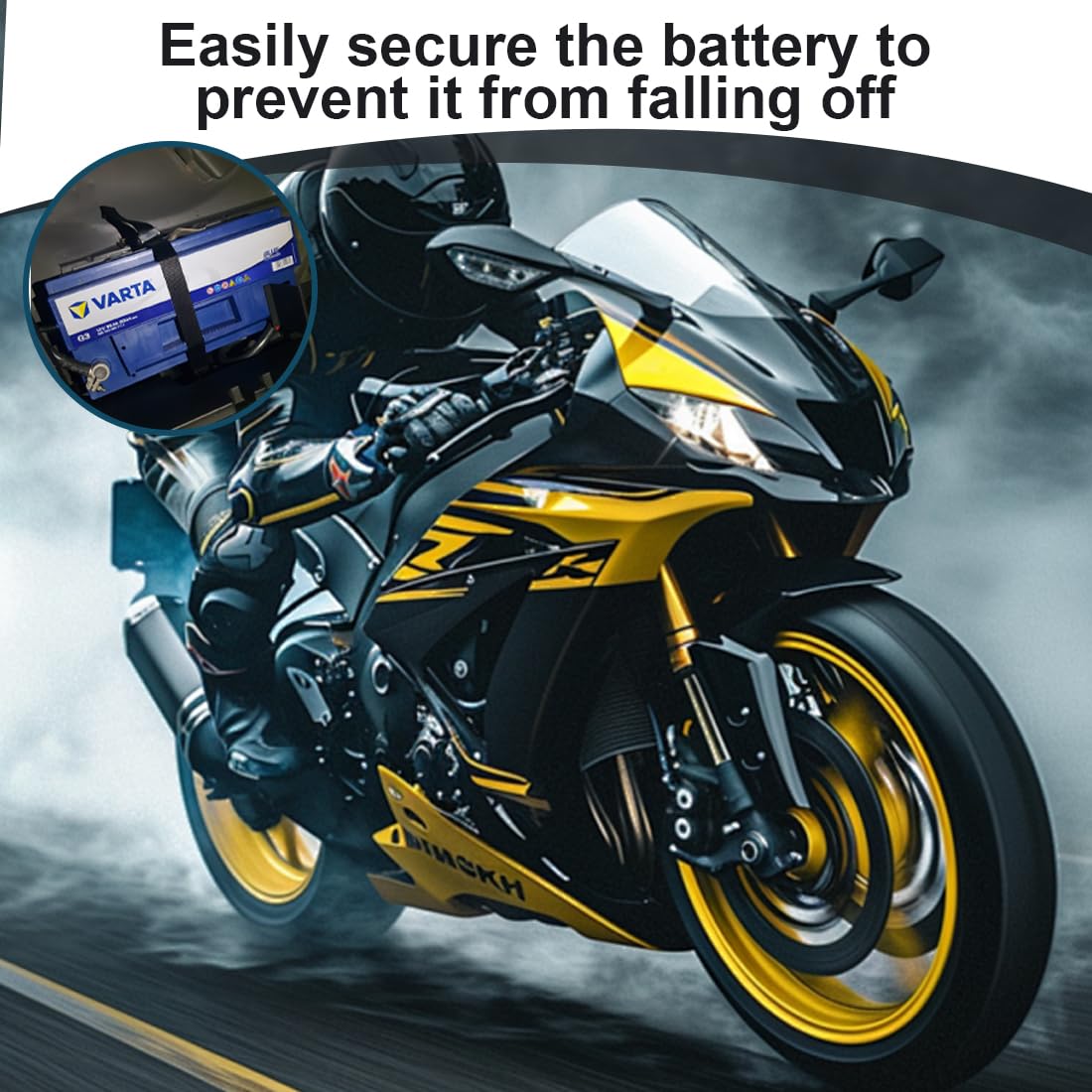 2 Pezzi Cinturino elastico in gomma per batteria Cinghie per Batteria Antiscivolo Elastico Cintura elastica per moto supporto batteria fascia in gomma montaggio per motociclette