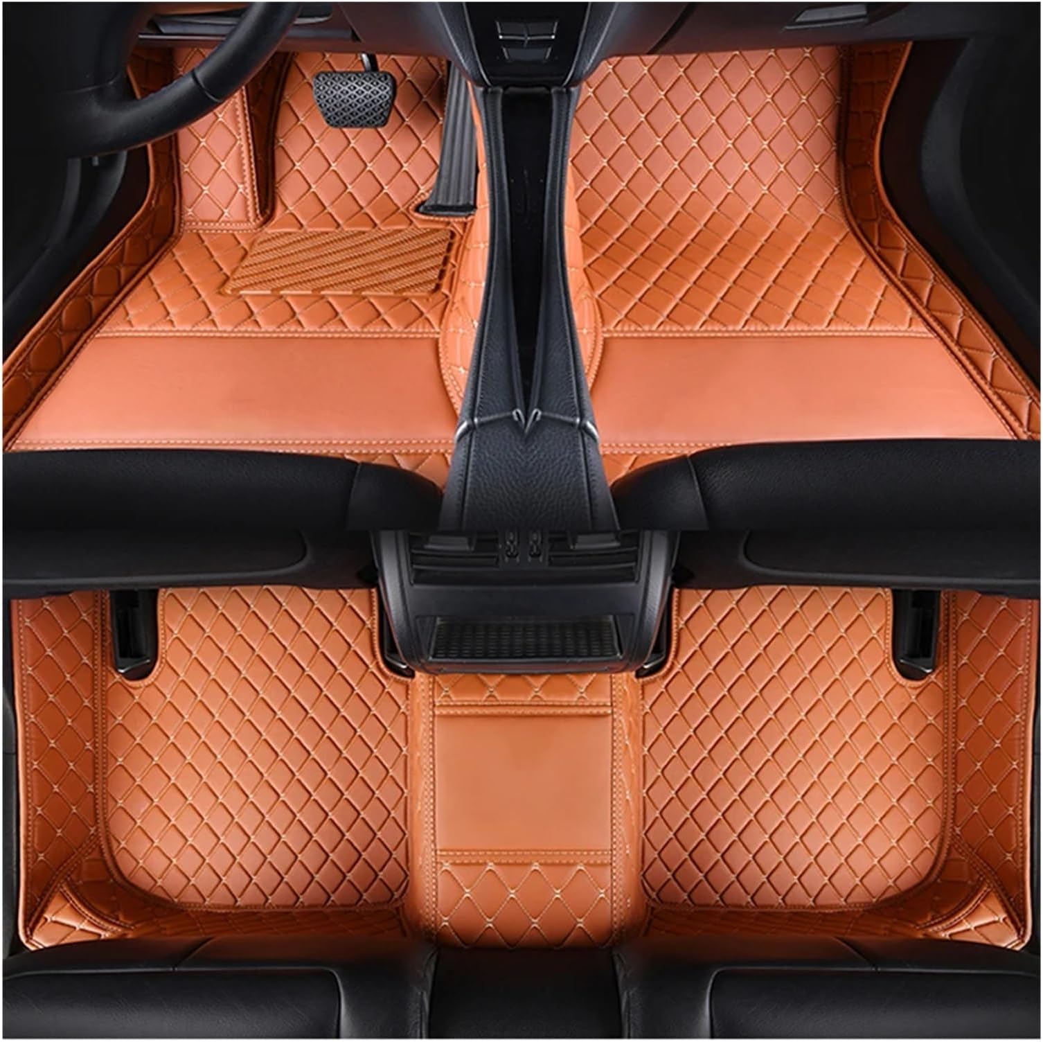 Car Floor Mats For Lexus ES300h 2018-2022 Custom Car Floor Mats Leather Rugs Protector Auto Accessories Foot Carpet Non-Slip Mats(بني)