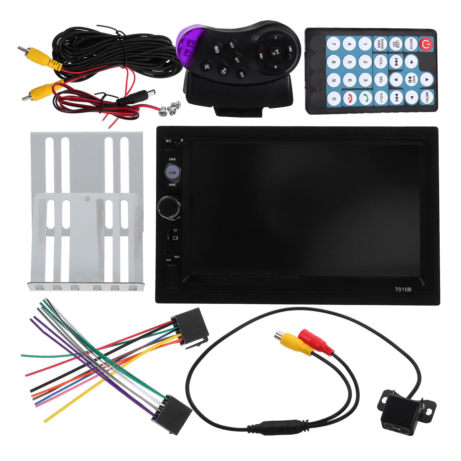 Ipetboom Pantalla de Radio para Coche Estéreo de Coche con Conectividad Inalámbrica Doble DIN 800 * 480 Fm87.5-108mhz para Móvil con Cámara y Control Volante