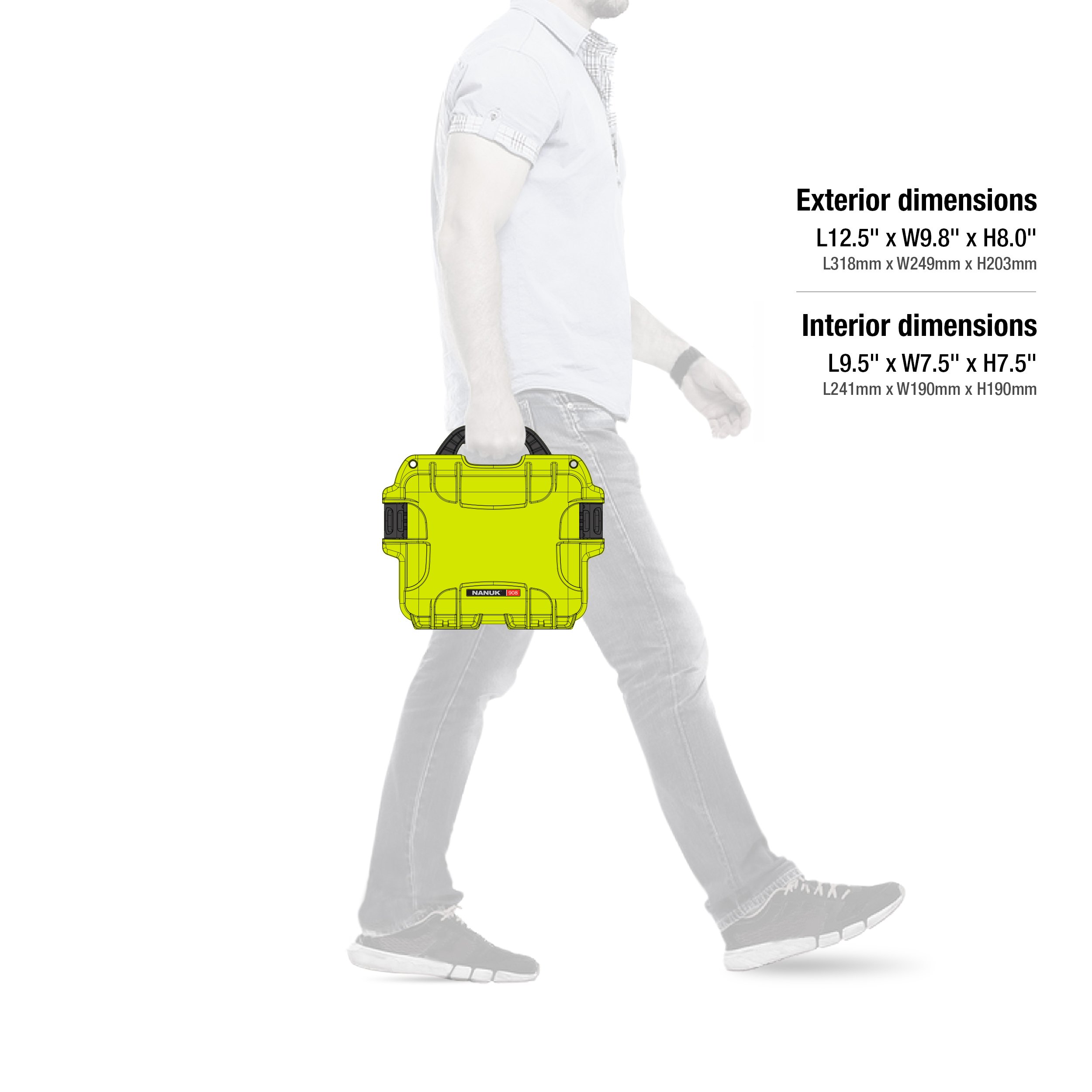 Nanuk 908 Wasserdichter Hartschalenkoffer Mit Plüschschaumeinlage - Limette