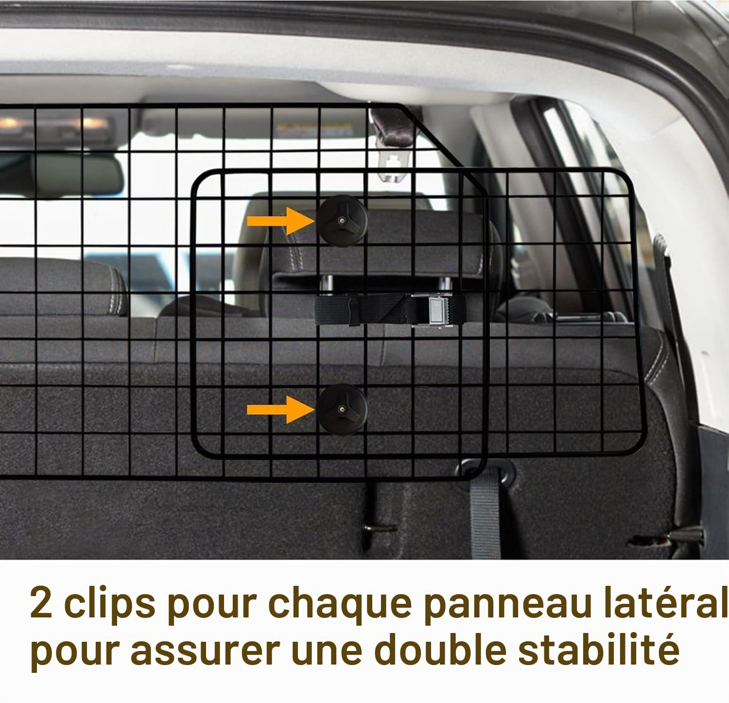 Barrière de voiture universelle pour animaux de compagnie de 96,5 à 167,5 cm pour SUV et camionnette