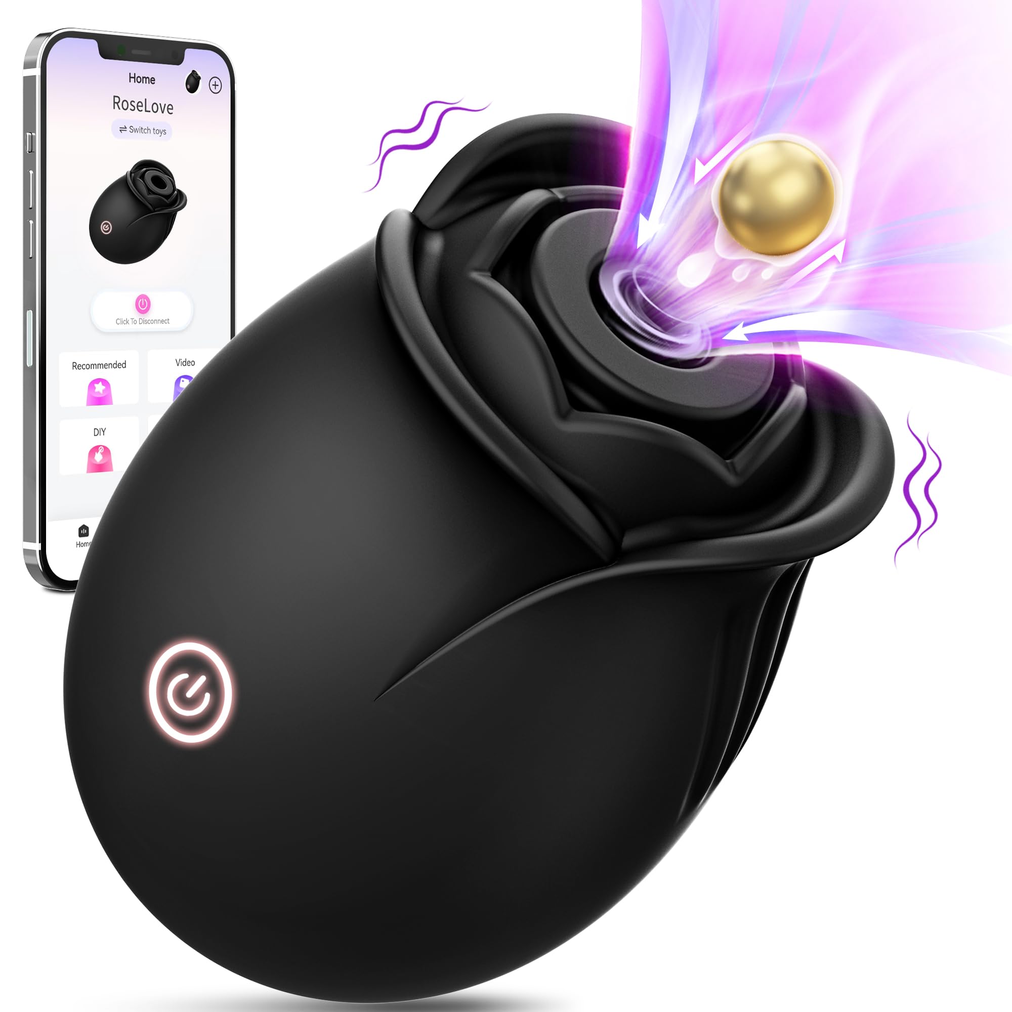 Juguete sexual rosa para adultos, vibrador rosa con control por aplicación para mujeres, con 5 modos de vibración y succión, vibrador para punto G, succionador de pezones y clítoris, para parejas.