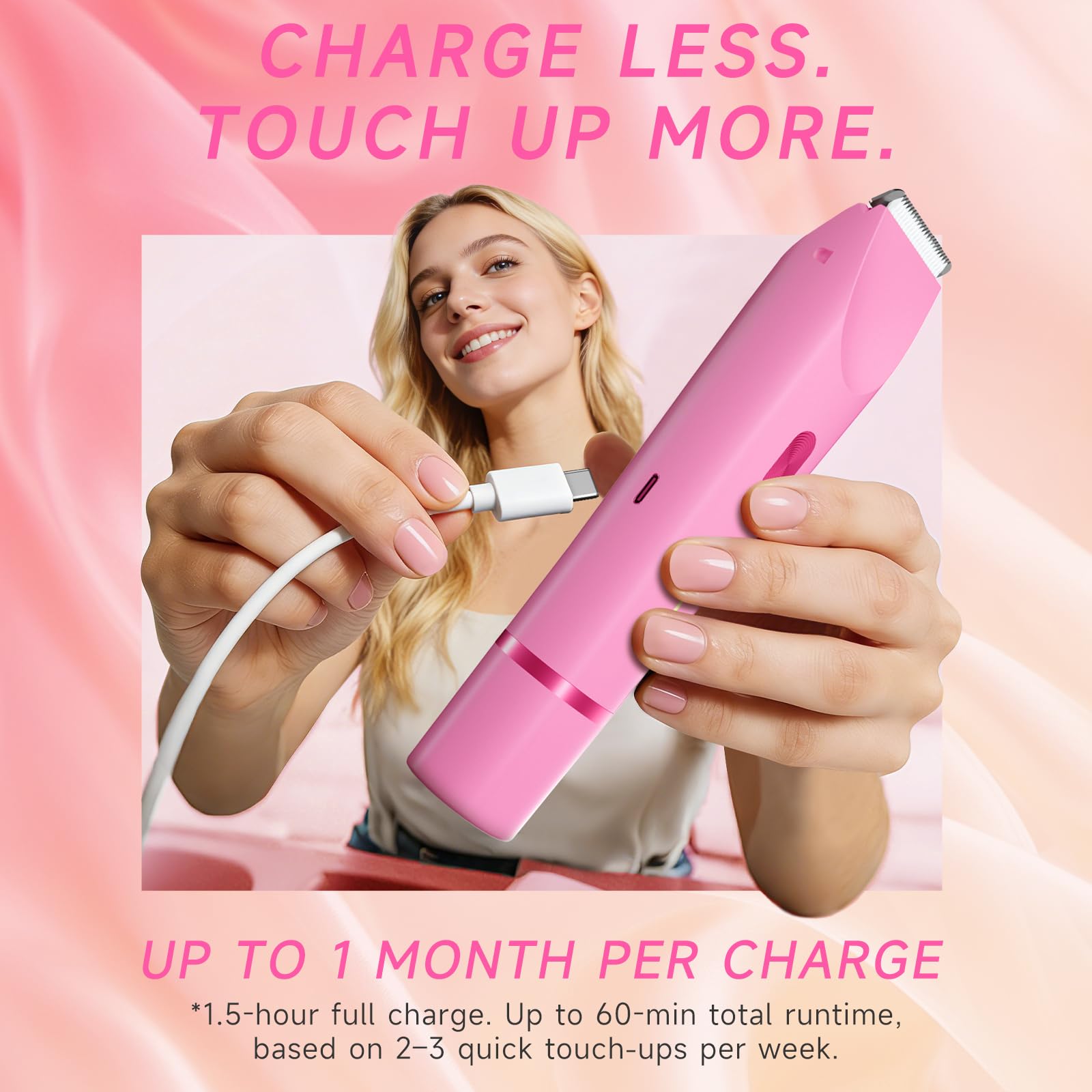 Recortadora de bikini para mujer, maquinilla de afeitar eléctrica 2 en 1 para vello púbico, línea de bikini y cuerpo, afeitadora de doble extremo, recargable por USB-C, IP67, diseñada para