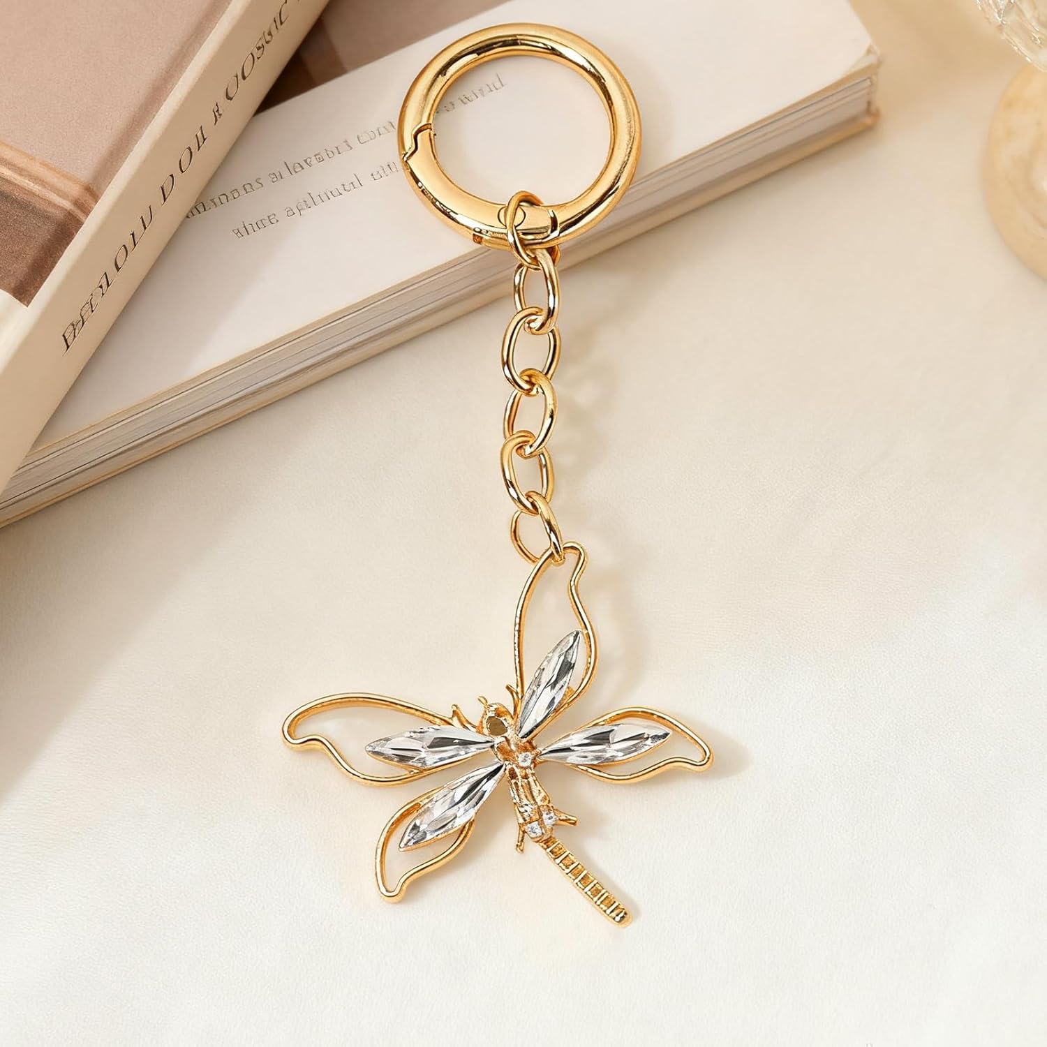 Angyape Dragonfly Keychain Gold Bag Charm Purse Charm for Handbags Cute Keychains For Car Keys Accessories Gifts For Women - Image 5