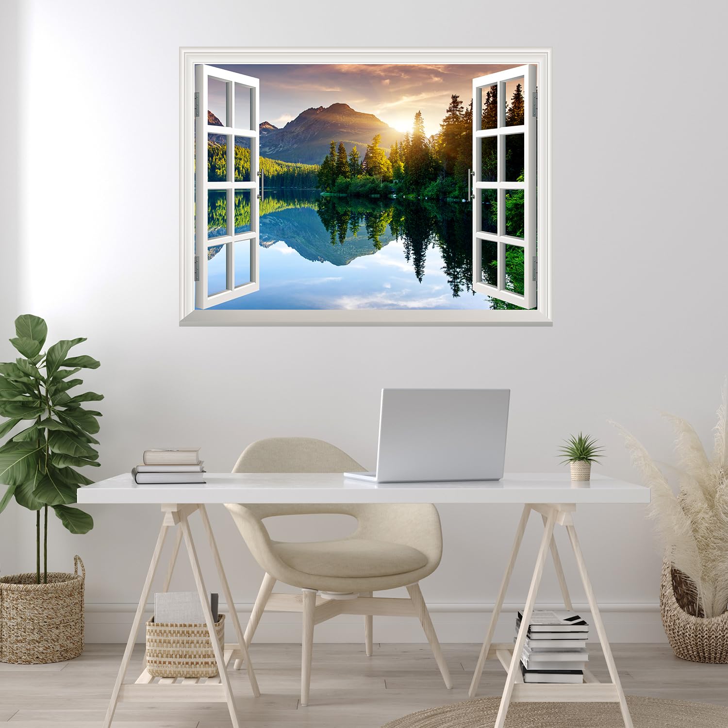 wall26 - Self-Adhesive Wallpaper Large Wall Mural Series (24"x32", Lake and Mountains)