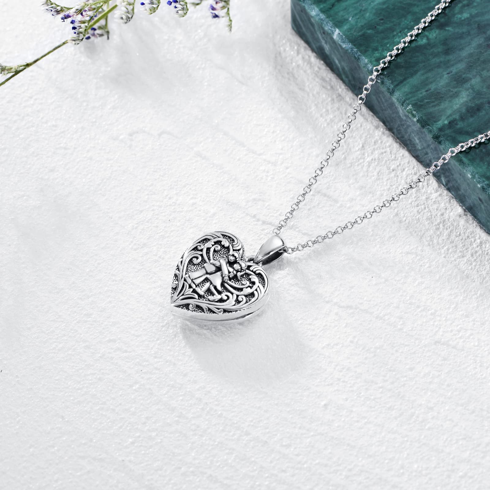 SOULMEET Herz/Rund Form Medaillon Halskette Sterling Silber Halskette Hält Bild Fotos Personalisierte Foto Anhänger Halskette für Frauen Mädchen