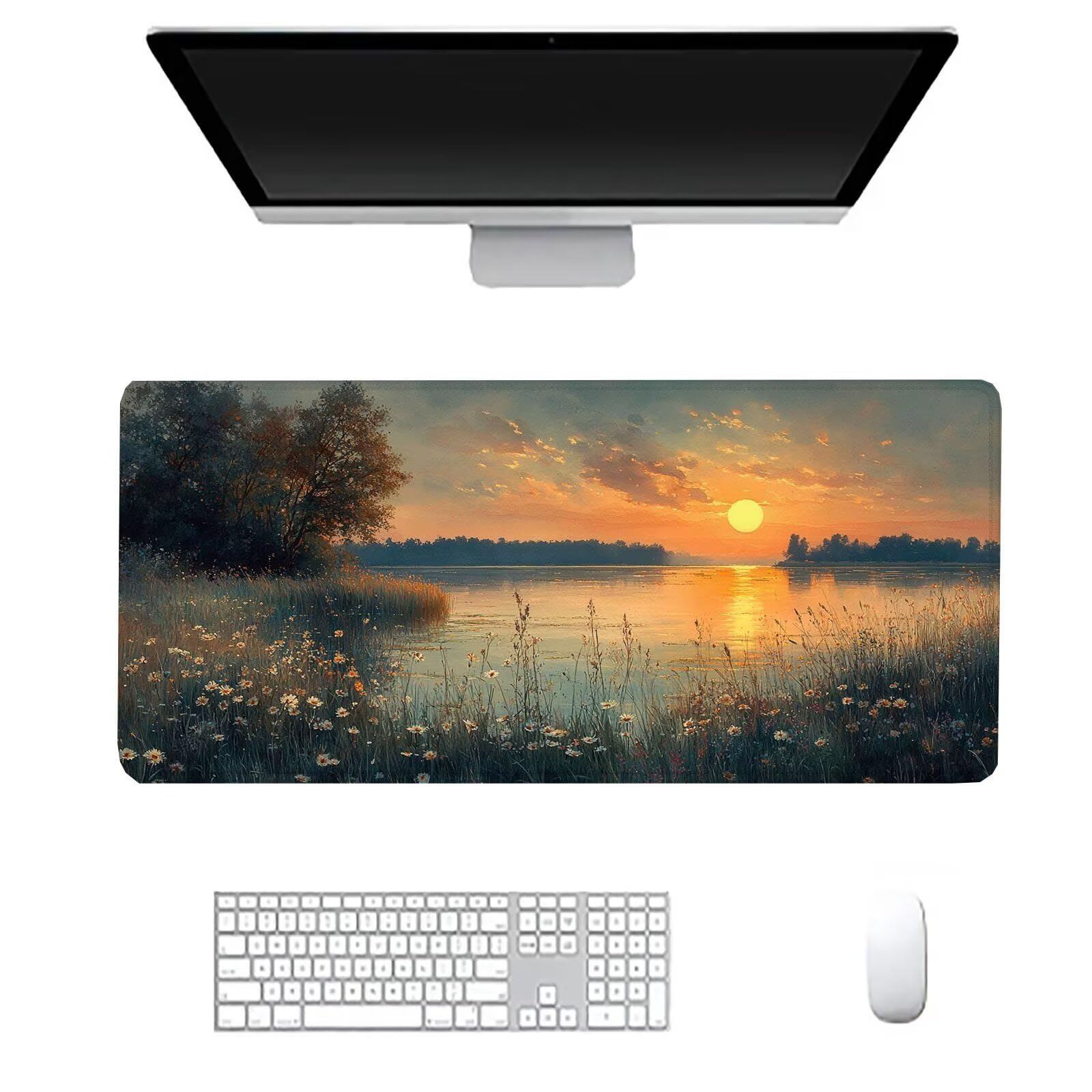 Podkładka pod mysz z zachodem słońca duża podkładka na biurko gracz kwiat XXL 1600 x 800 x 3 mm niestandardowa podkładka pod mysz, ochraniacz na akcesoria biurowe, do domu Deco komputera biurowego