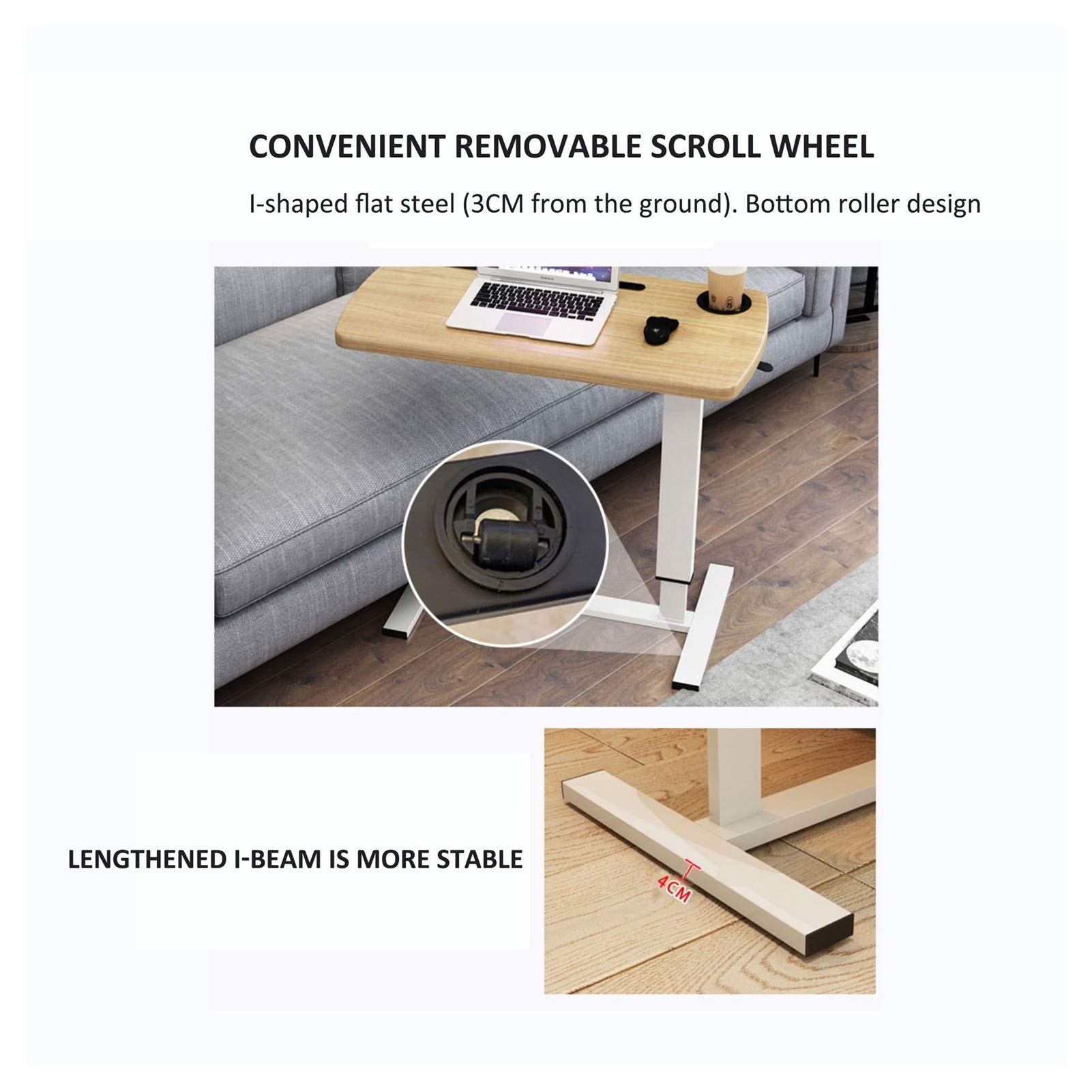 Mesa ajustable para cama de hospital con ruedas giratorias, soporte móvil para laptop, leer, comer el desayuno, sobre la mesita de noche con ruedas