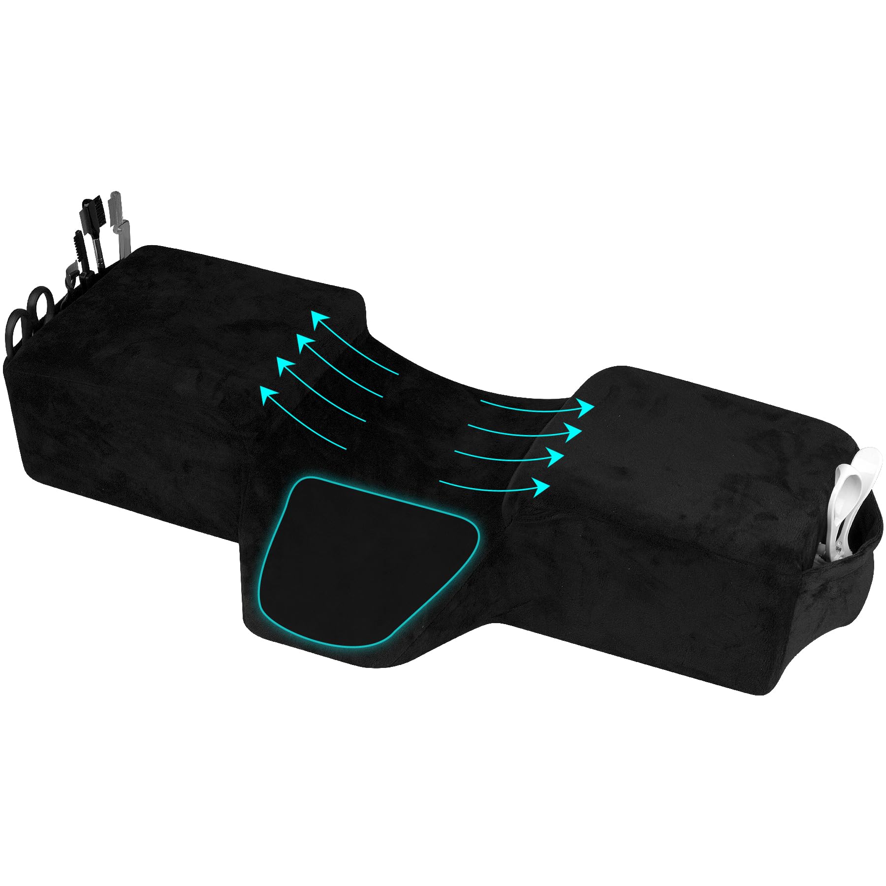 IMENE Lash Pillow for Eyelash Extensions- Memory Foam Lash Pillow with Neck and Back Support, Large Ergonomic lash Bed Pillow with Velvet Pillowcase and Lash Organizer Pockets