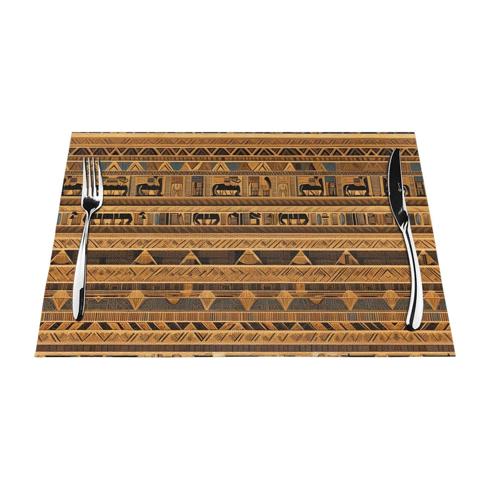 Egyptian Frescoes 6 Pcs Patterned Woven Placemats are Non-Slip and Heat-Resistant and Complement Any Table