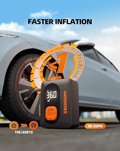 Miniatura 2 de Inflador de neumáticos, compresor de aire portátil, bomba de bicicleta inalámbrica con pantalla digital de valores duales, bomba de neumáticos de