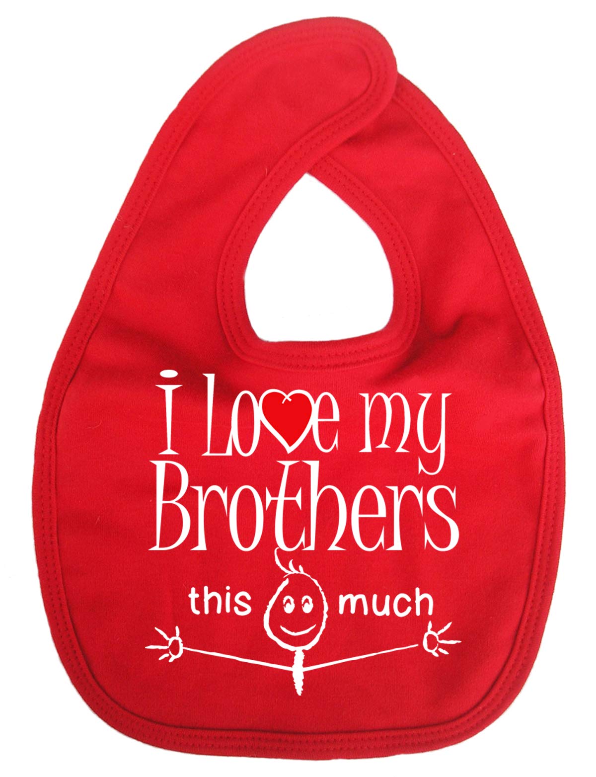 Image is Everything IiE, I Love My Brothers This Much, Sibling Baby Unisex Soft Cotton Feeding Bib, Red