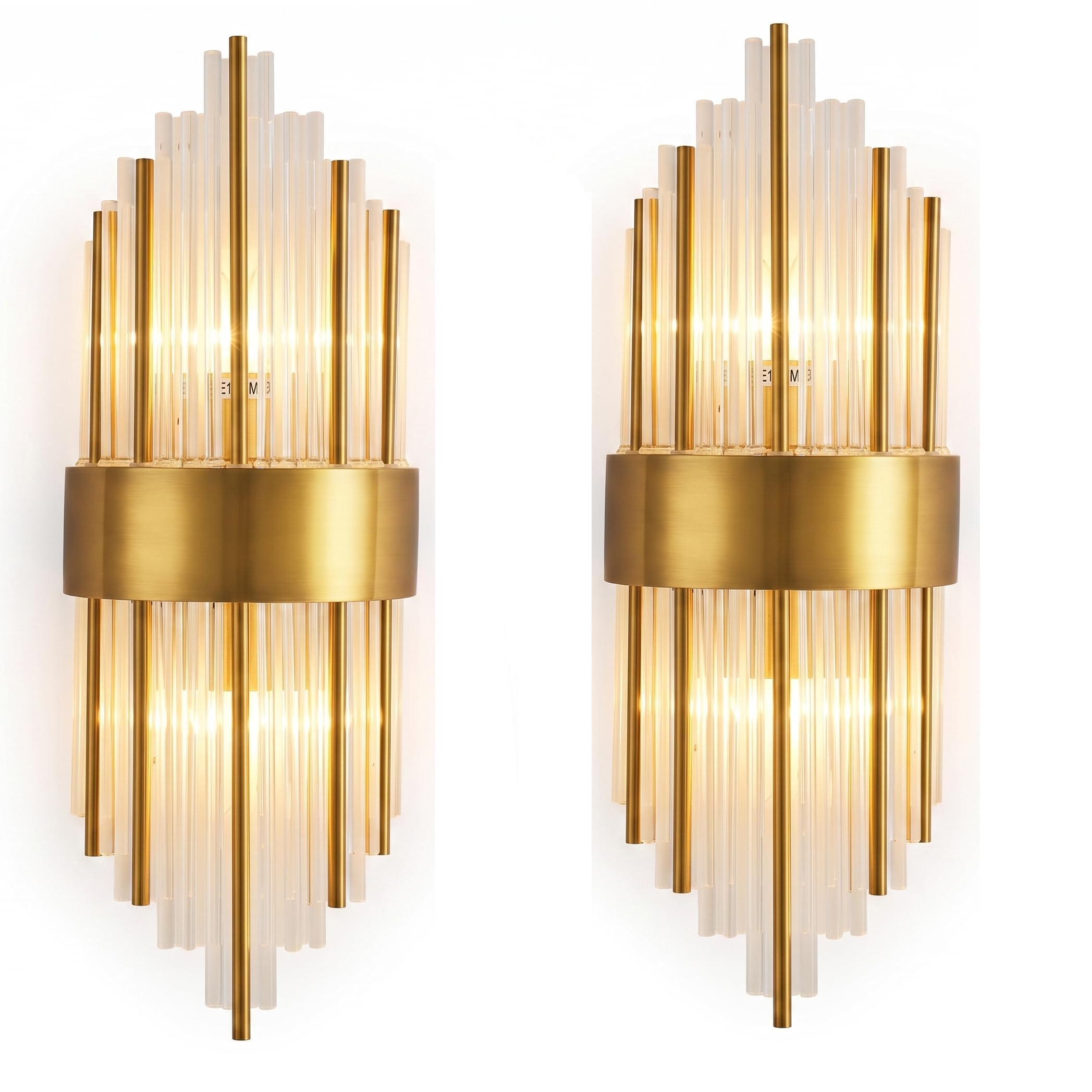 Grande Applique Murale Cristal Doré 60cm, Luminaire Luxe LED