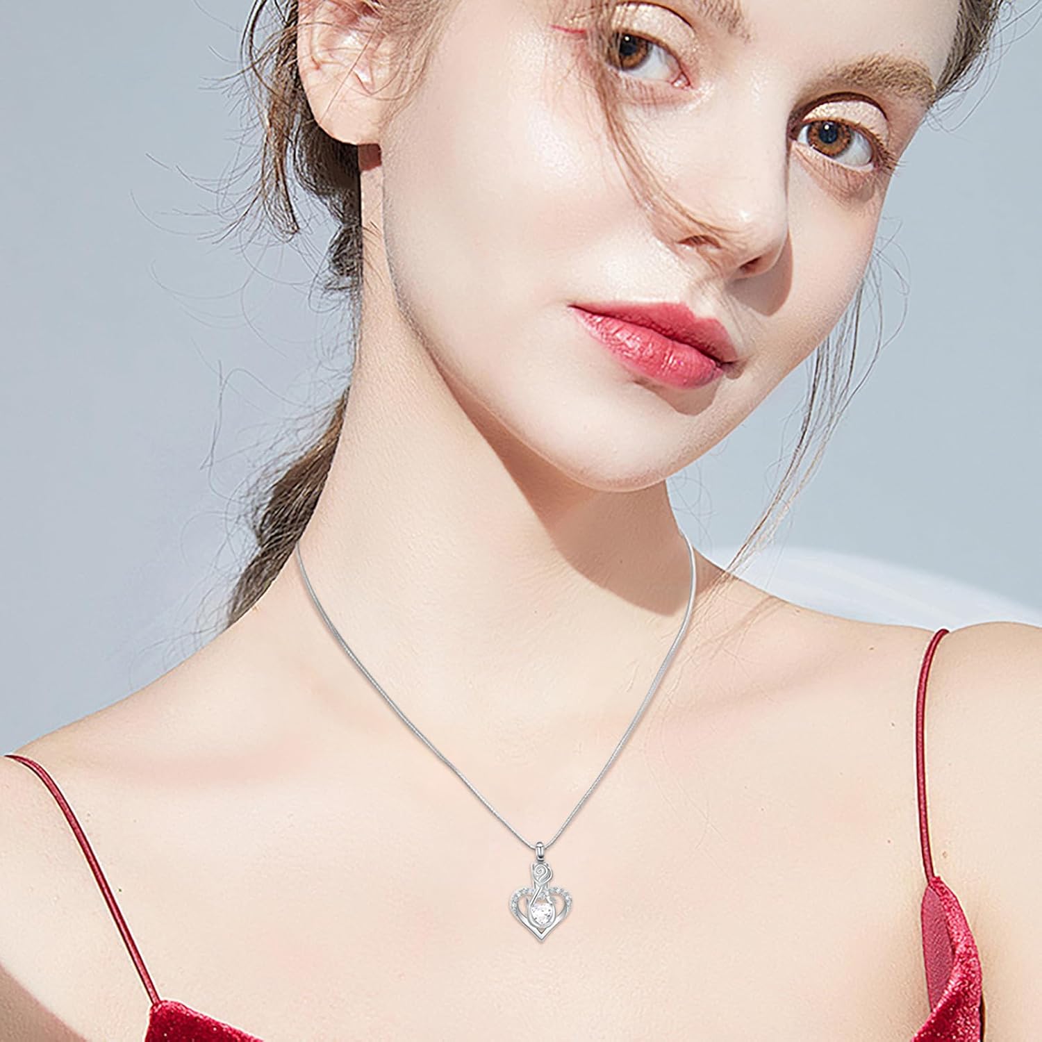 Minicremation Cremation Jewelry for Ashes Rose Flower Heart Necklace for Women Girl Birthstone Memorial Keepsake Jewelry Urn Pendant - Image 4