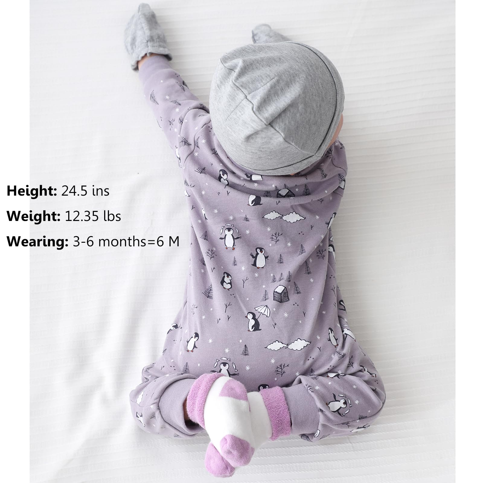 MAMIMAKA Pijama unisex para bebé recién nacido, con cremallera de 2 vías, pijama de algodón con pies, para dormir y jugar, paquete de 4, 0-18 meses