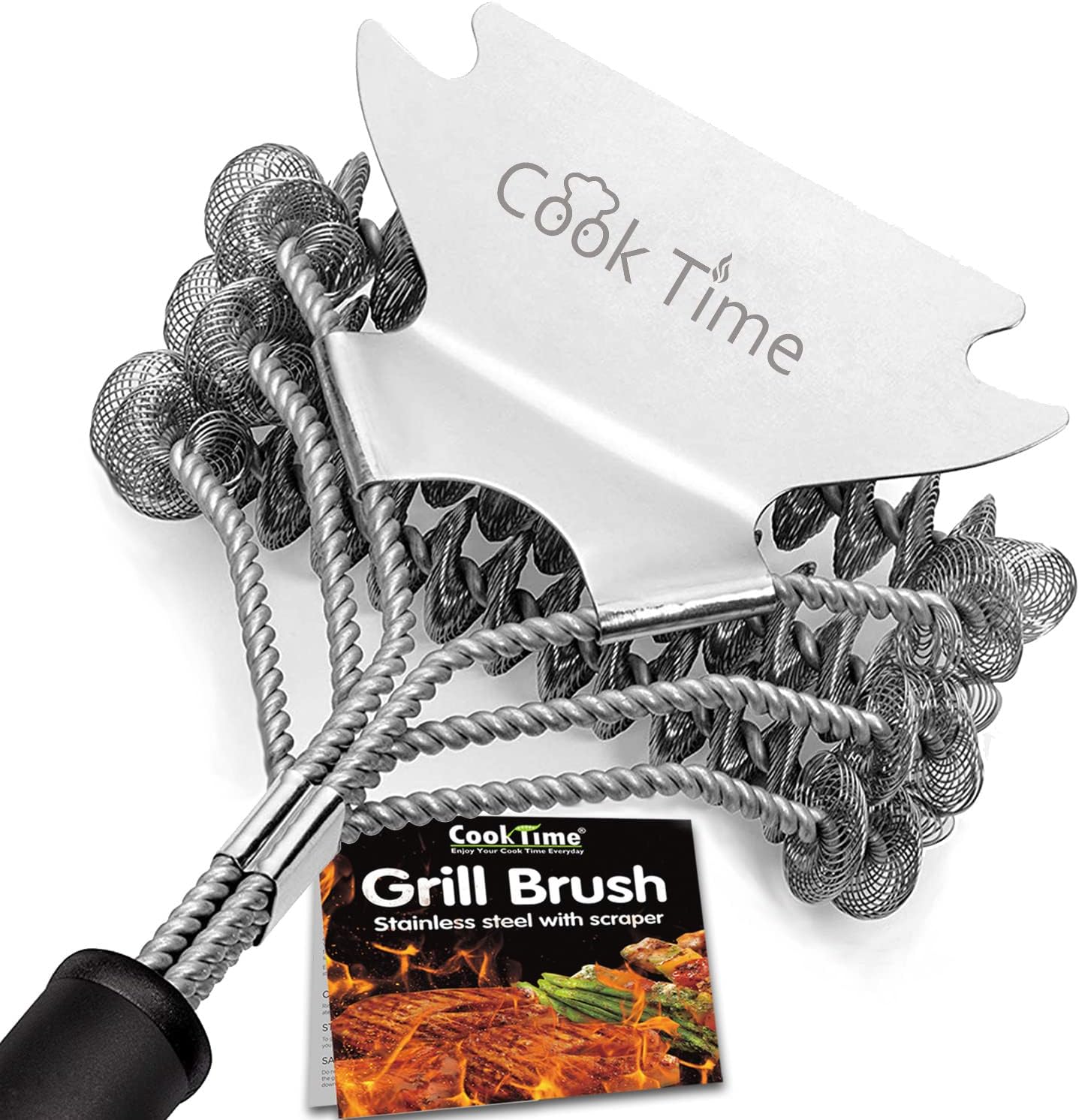 Safe Grill Brush - Bristle Free BBQ Grill Cleaner/Scraper - 18'' Stainless Steel Grill Cleaning Scrubber,Great BBQ Accessories for Clean All Grill Grates