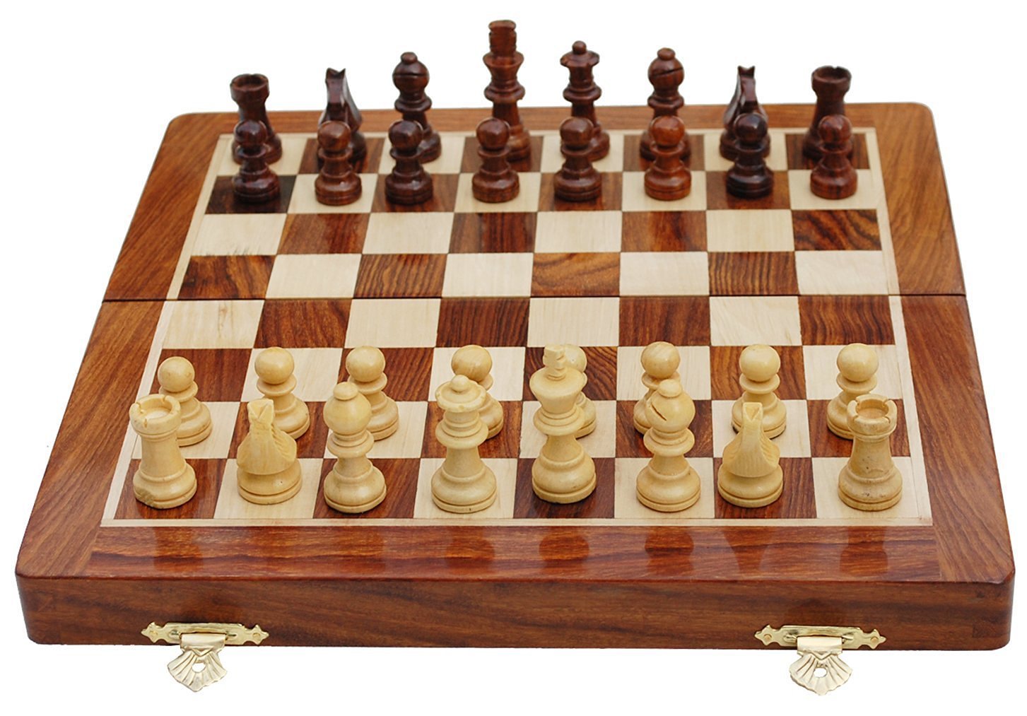 Craftgasmic Folding Magnetic Chess And Pieces, Set Wooden Board Travel Games 10 Inches