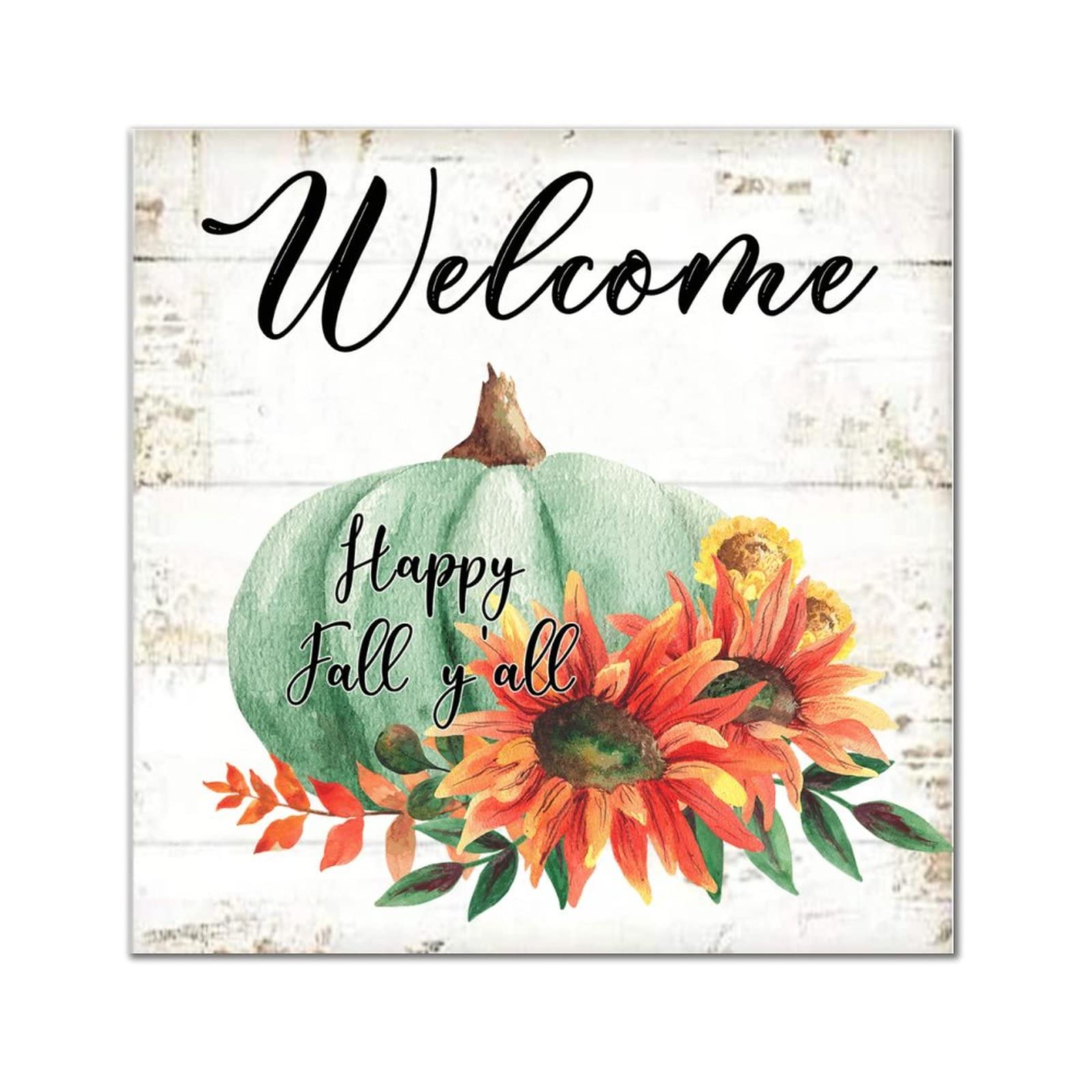 Plaque murale rétro en bois Welcome Happy Fall Y'all citrouille décoration suspendre