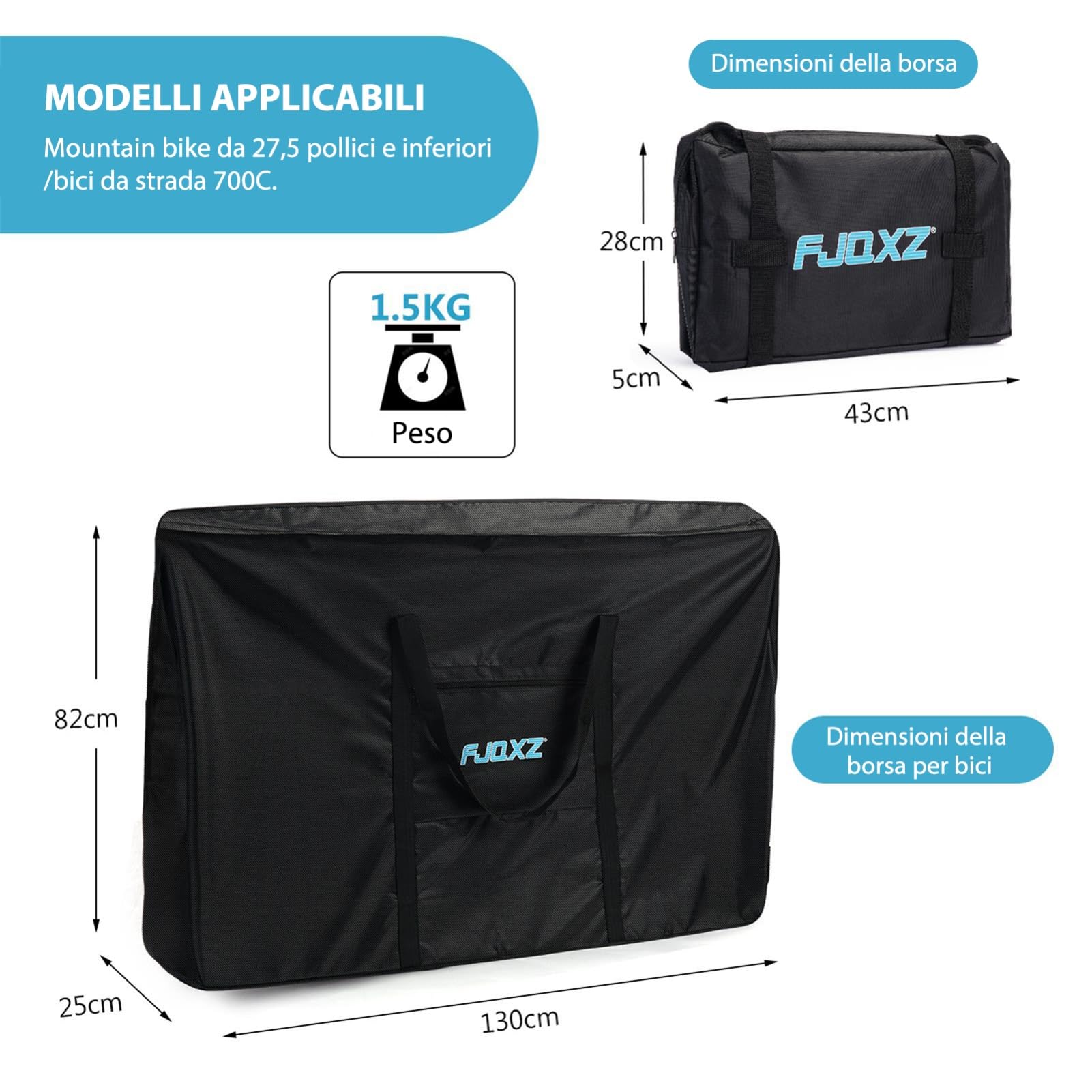 Borsa per Bicicletta 26 Pollici Impermeabile Borsa Portabici 1680D Oxford Sacchetto Di Trasporto della Bici Pieghevole per Trasporto/Viaggi Aerei/Ciclismo MTB/Ciclismo Viaggio