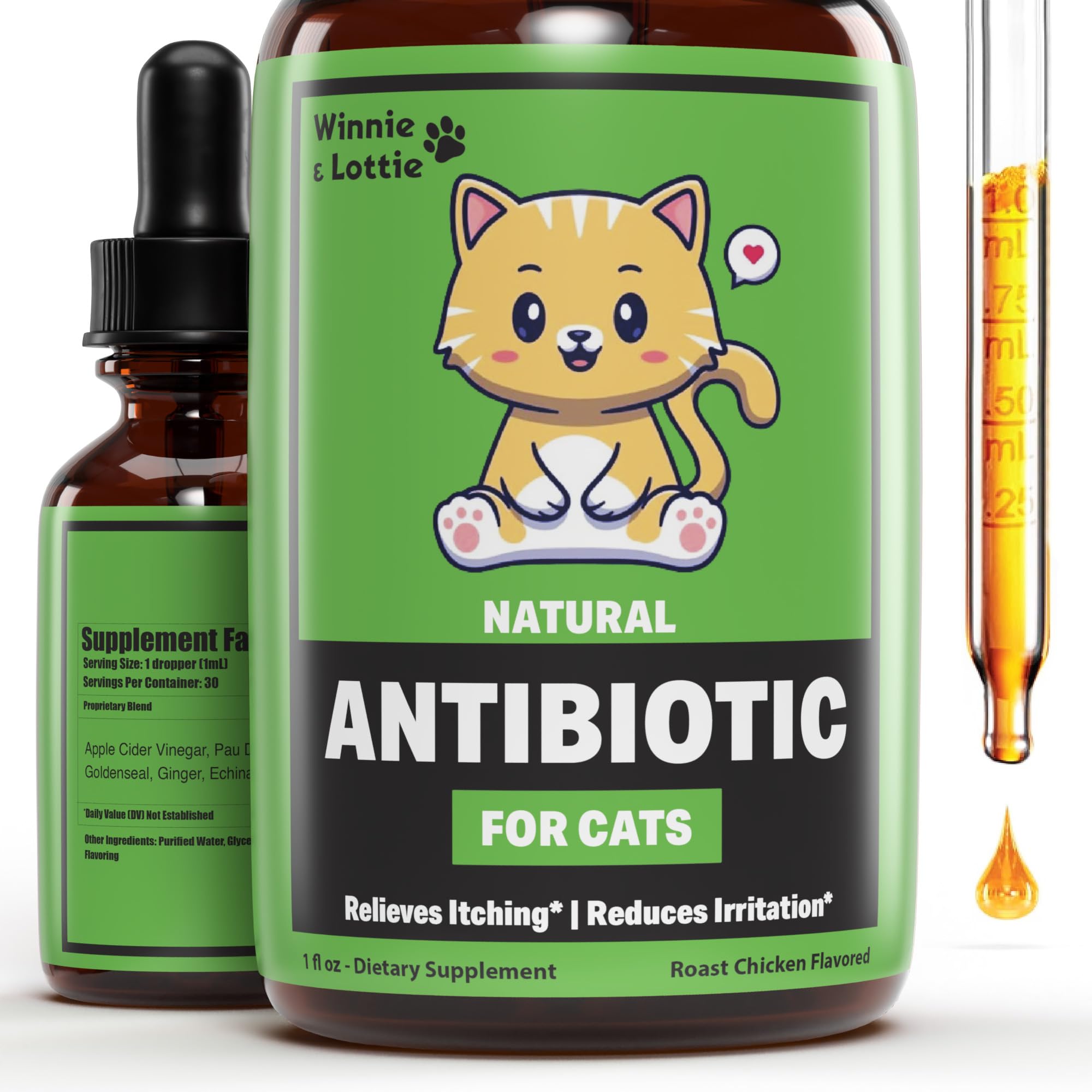 Natural Antibiotics for Cats | Cat Antibiotics | Cat Antibiotic | Pet Antibiotics | Cat Immune Support | Antibiotic for Cats | Cat Multivitamin | Cat UTI Antibiotics | 1 fl oz
