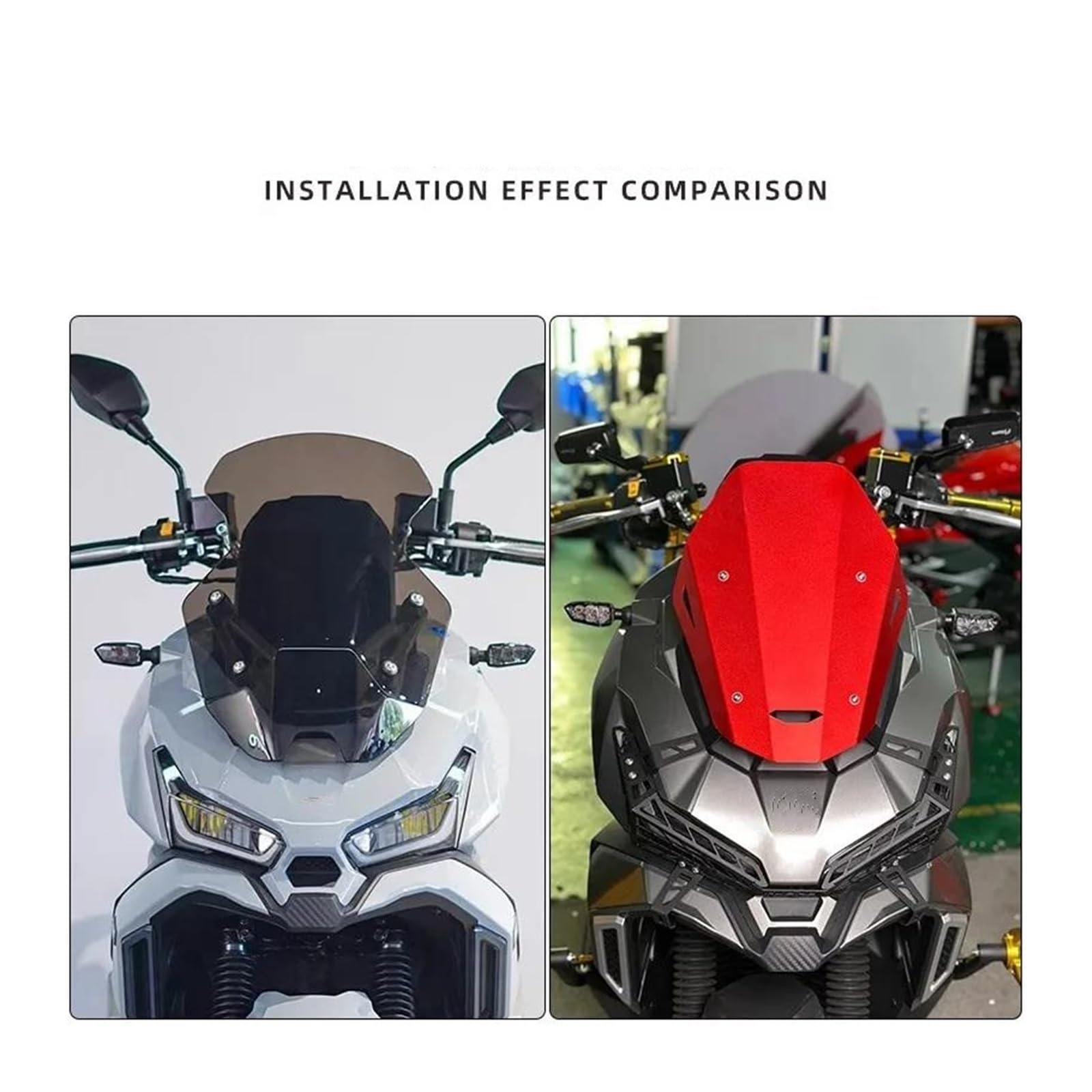 Dla SYM Motocykla HUSKY 150ADV Wersja Podniesiona Szyba Owiewka Przednia Deflektory Wiatru Przedłużenie szyby motocykla(Blue)
