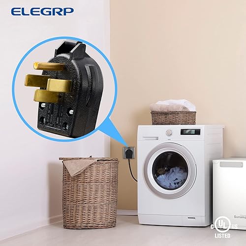 Miniatura 9 de ELEGRP Salida de secadora de 30 amperios 125/250 V, NEMA 14-30R y NEMA 14-50P 4 clavijas secadora eléctrica y estufa horno estufa enchufe