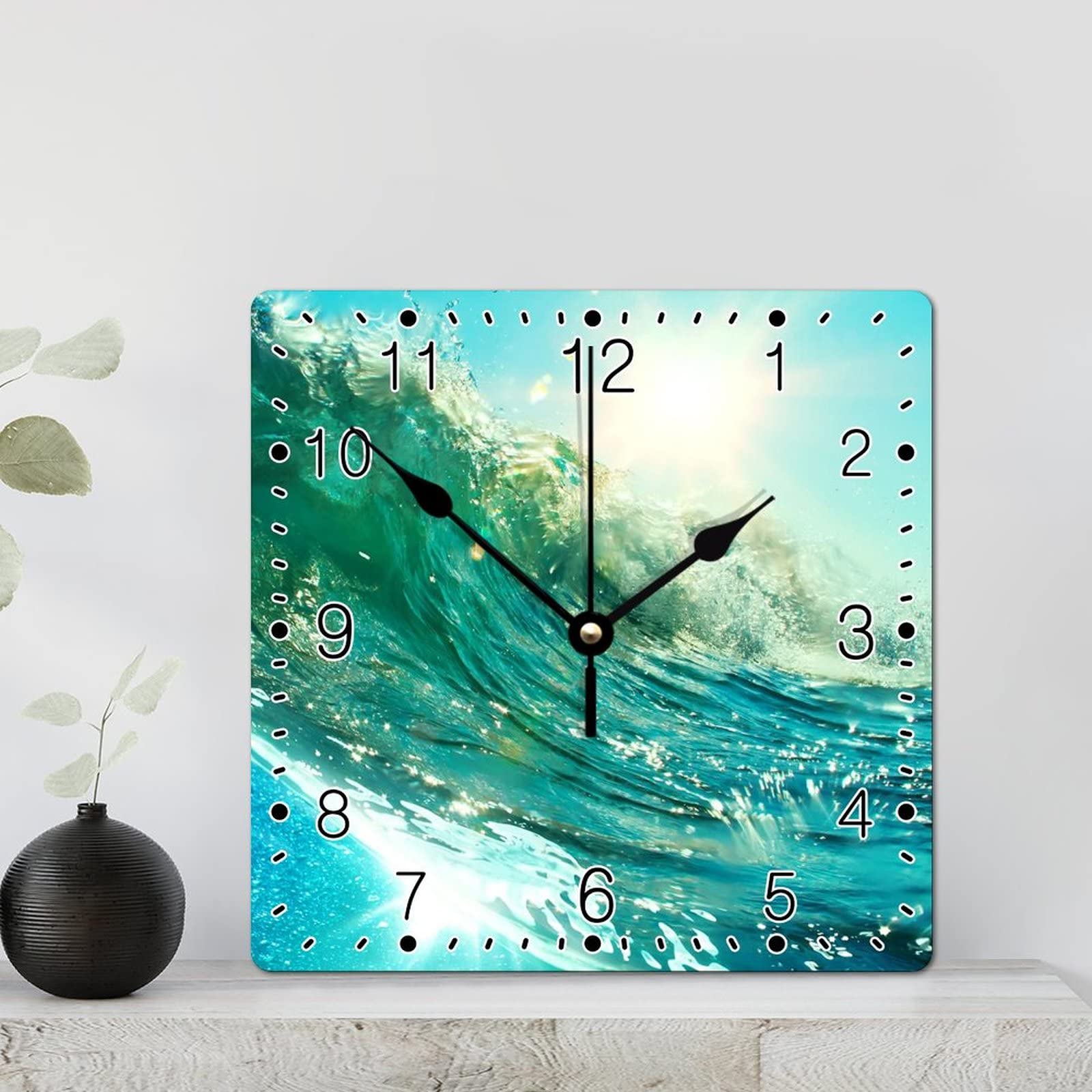 Horloge murale en bois mer 30cm pour salon et bureau