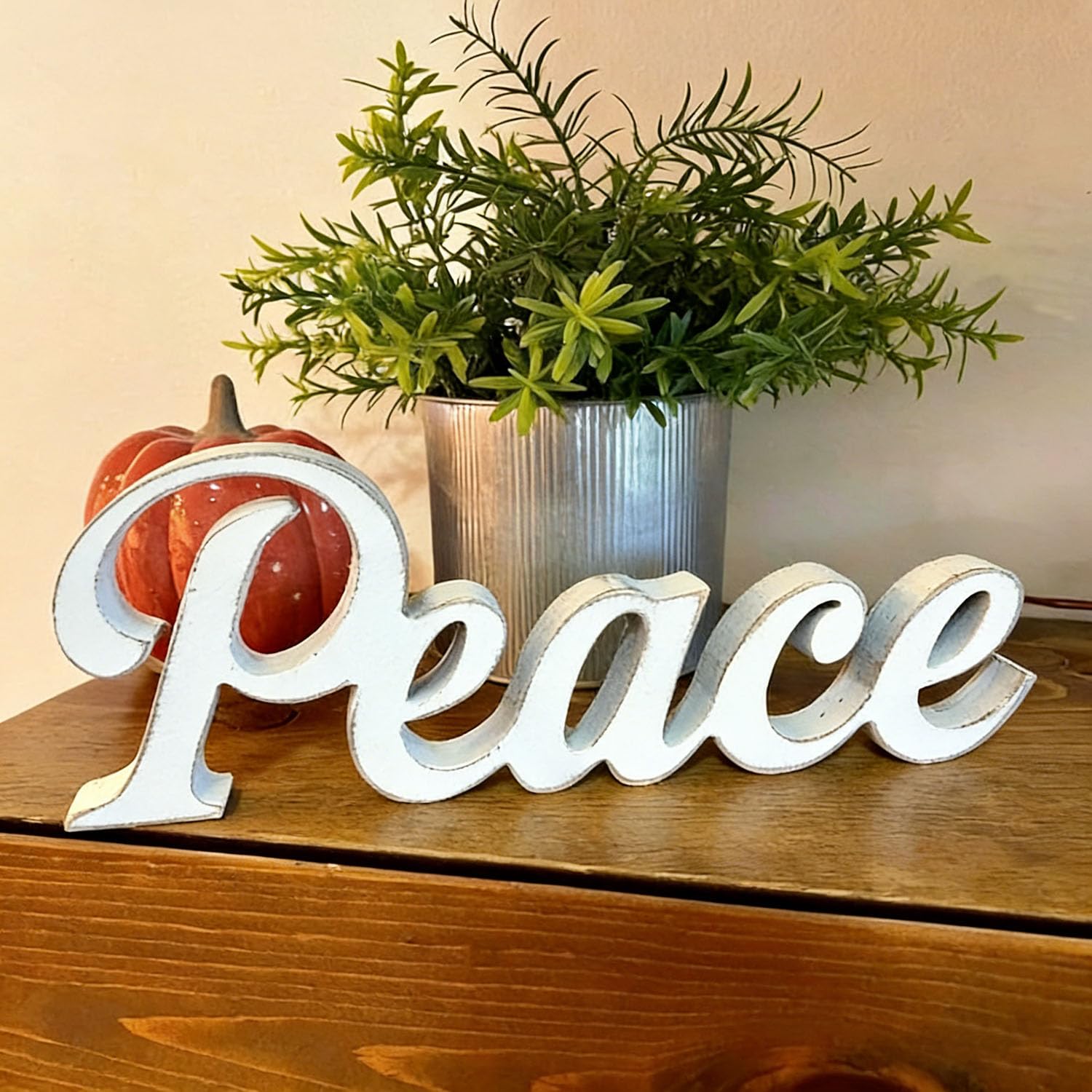 Wooden Peace Table Sign for Home Decor,Christmas Decorations,Peace Freestanding Tabletop Decoration for Home Mantel Living Room Table Centerpiece Decor