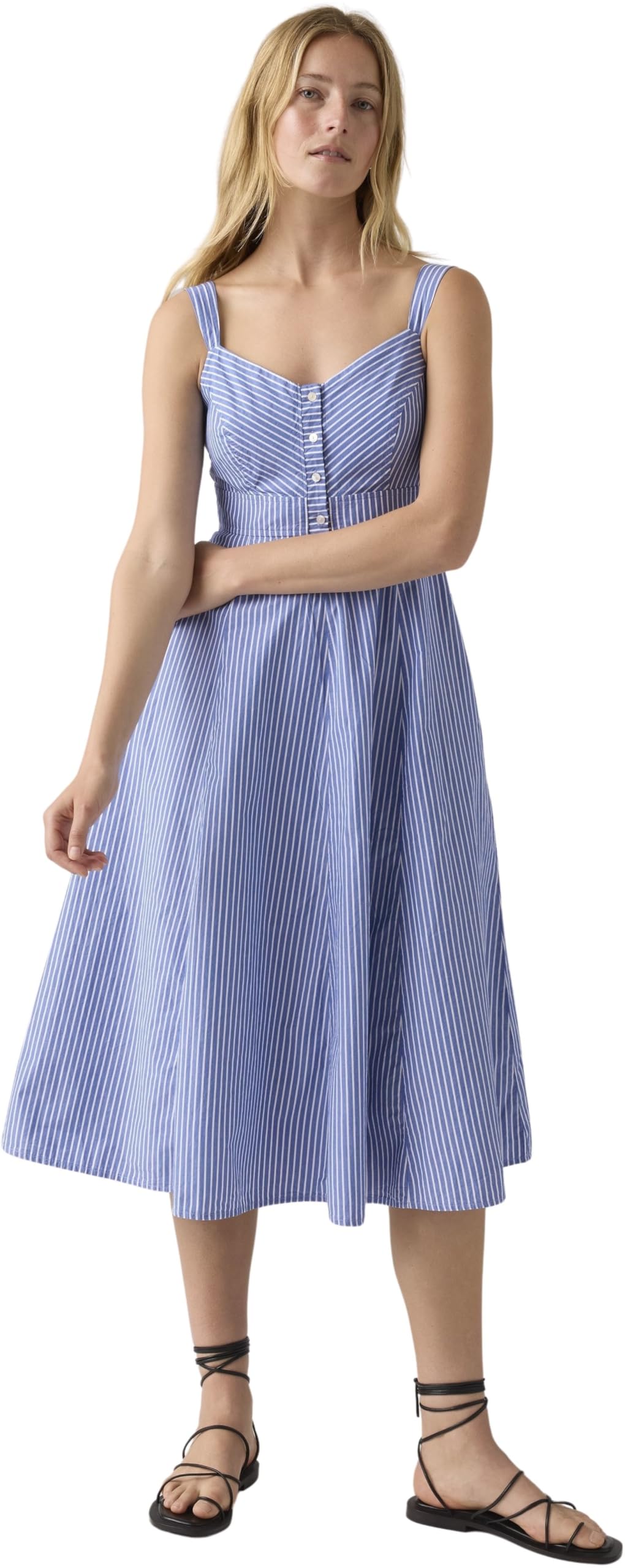 Levi's Donna Abito Midi Ravina con Chiusura con Bottoni, Linea a Trapezio