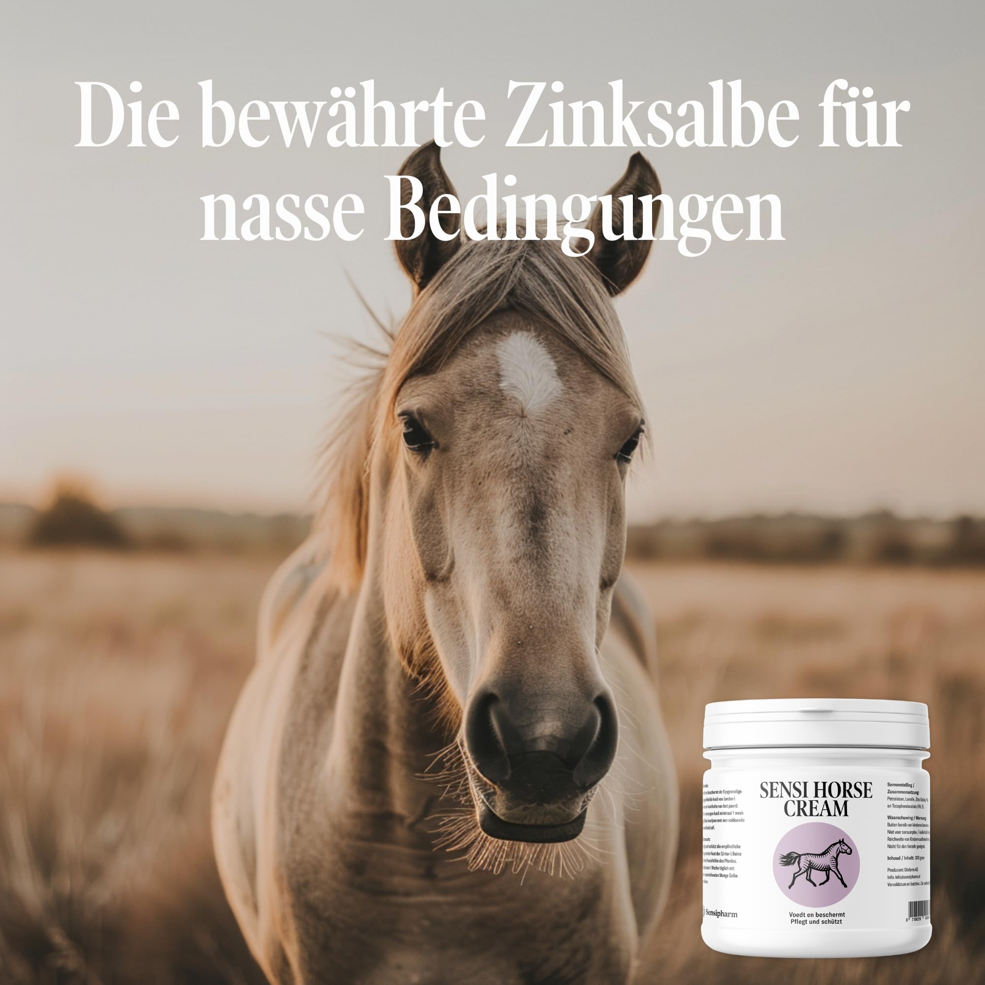 Sensi Horse Cream 300 ml – Pomada de zinc para caballos para pieles sensibles al Mauke – Protección impermeable para la flexión de las esposas y las piernas inferiores – con óxido de zinc – Desde 1990