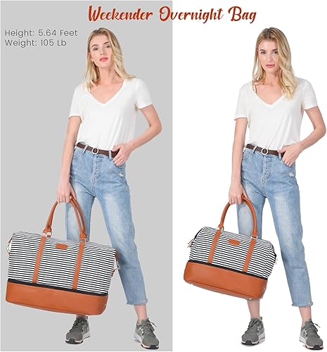 Miniatura 6 de Sucipi Bolsas de fin de semana para mujer, bolsa de lona de viaje con compartimento para zapatos, bolsa de viaje para el gimnasio, bolsa de viaje